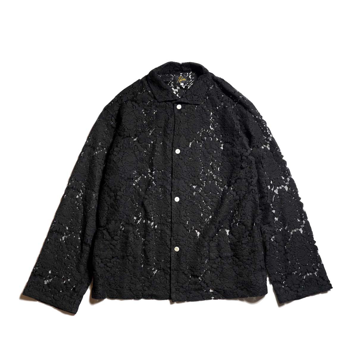 Needles / Widespread Collar Shirt - Raschel Lace (Black)
