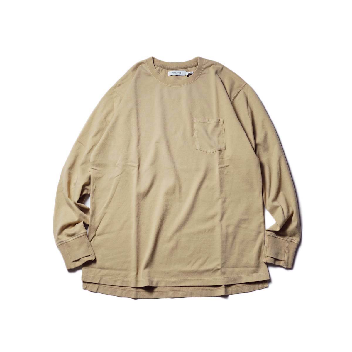 nonnative / DWELLER L/S TEE COTTON JERSEY OVERDYED (Beige)