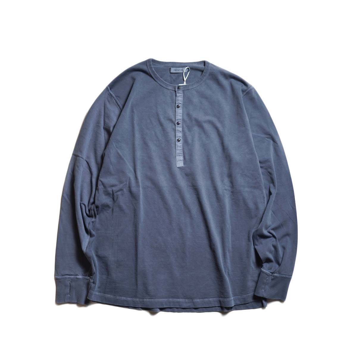 nonnative / DWELLER L/S HENRY NECK TEE COTTON JERSEY PIGMENT DYE (Navy)