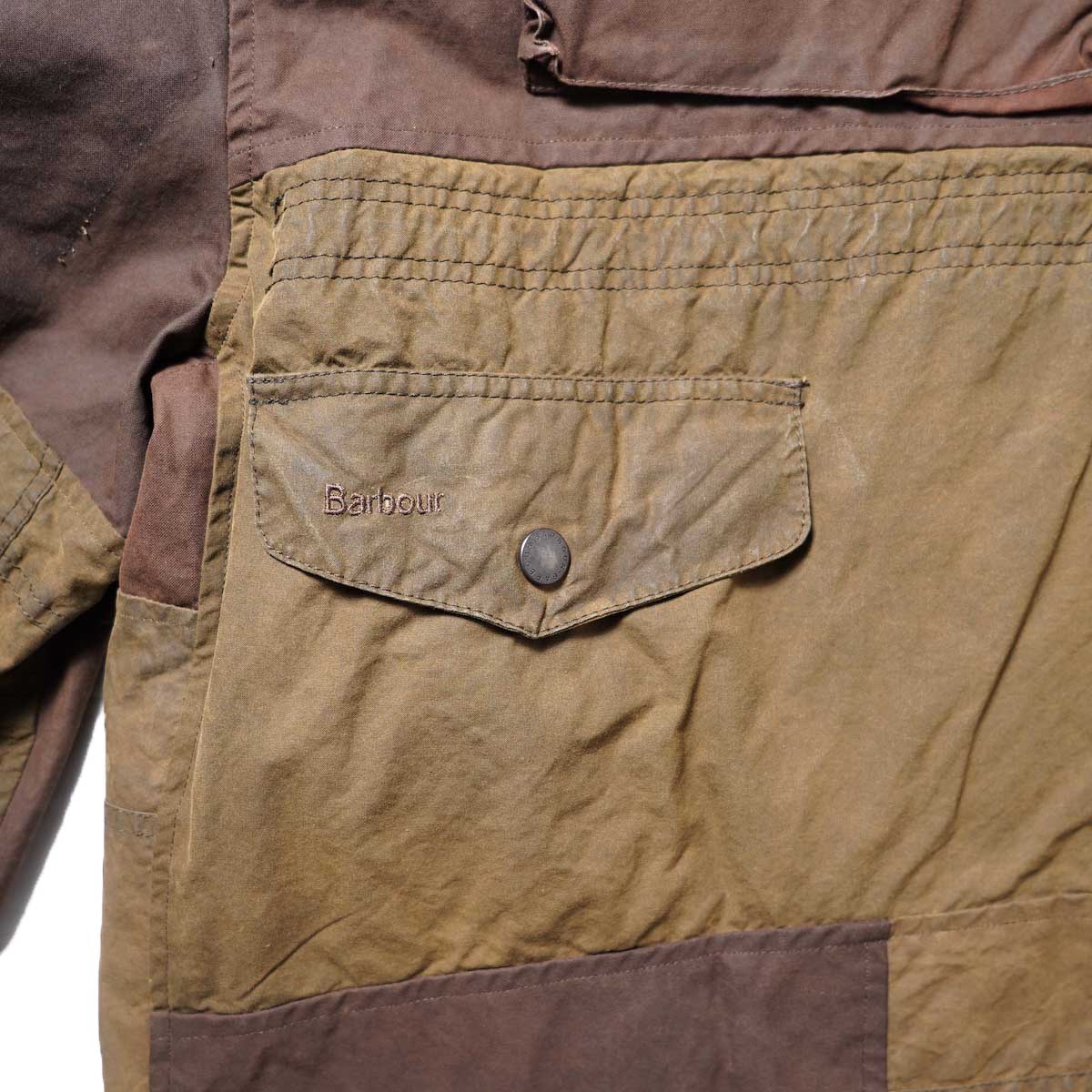 OLD PARK / OVERSIZED RIDERS JACKET  (Brown)背面ポケット1