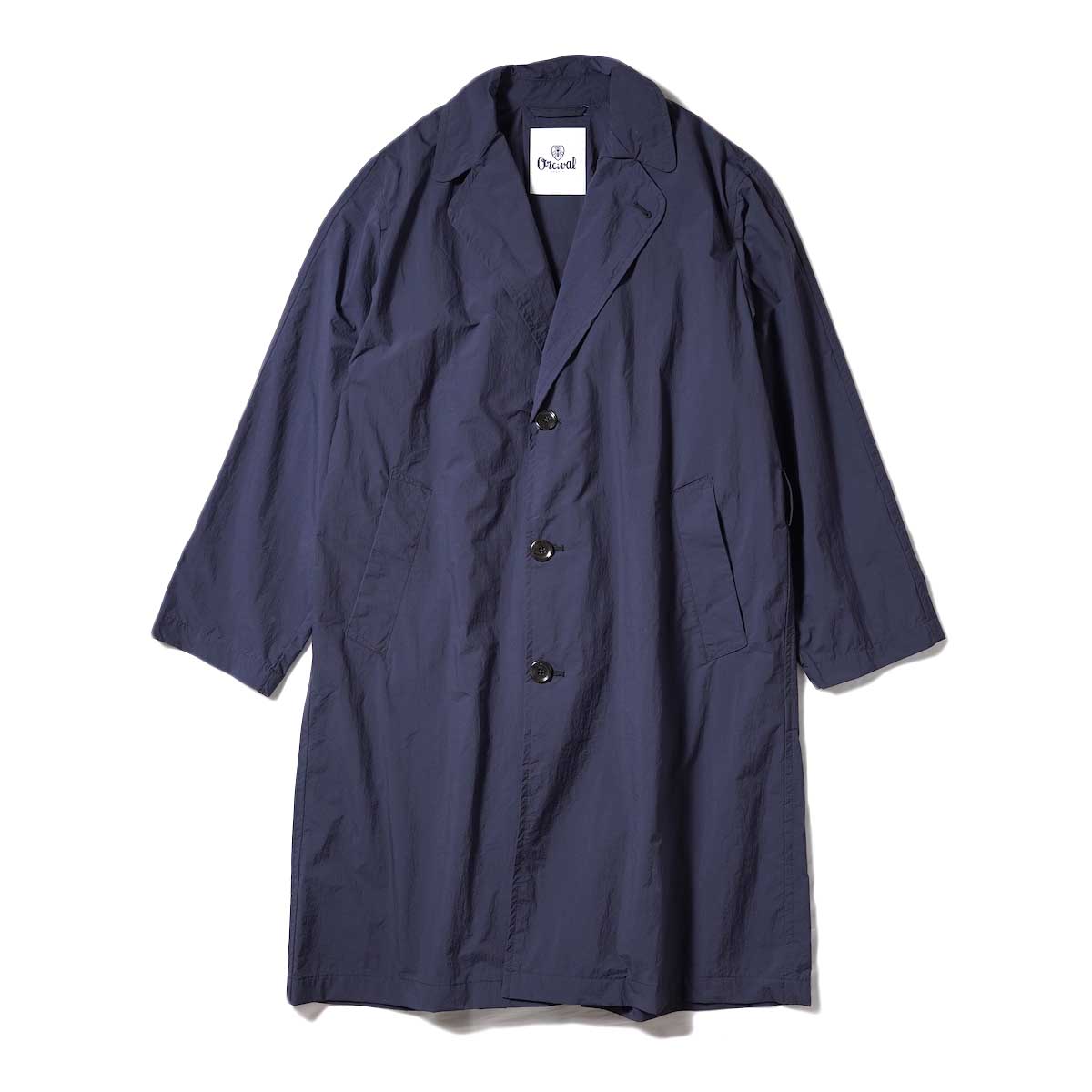 ORCIVAL /  LIGHT NYLON WASHER BELTED COAT (Navy) 正面・ウエストシェイプ無