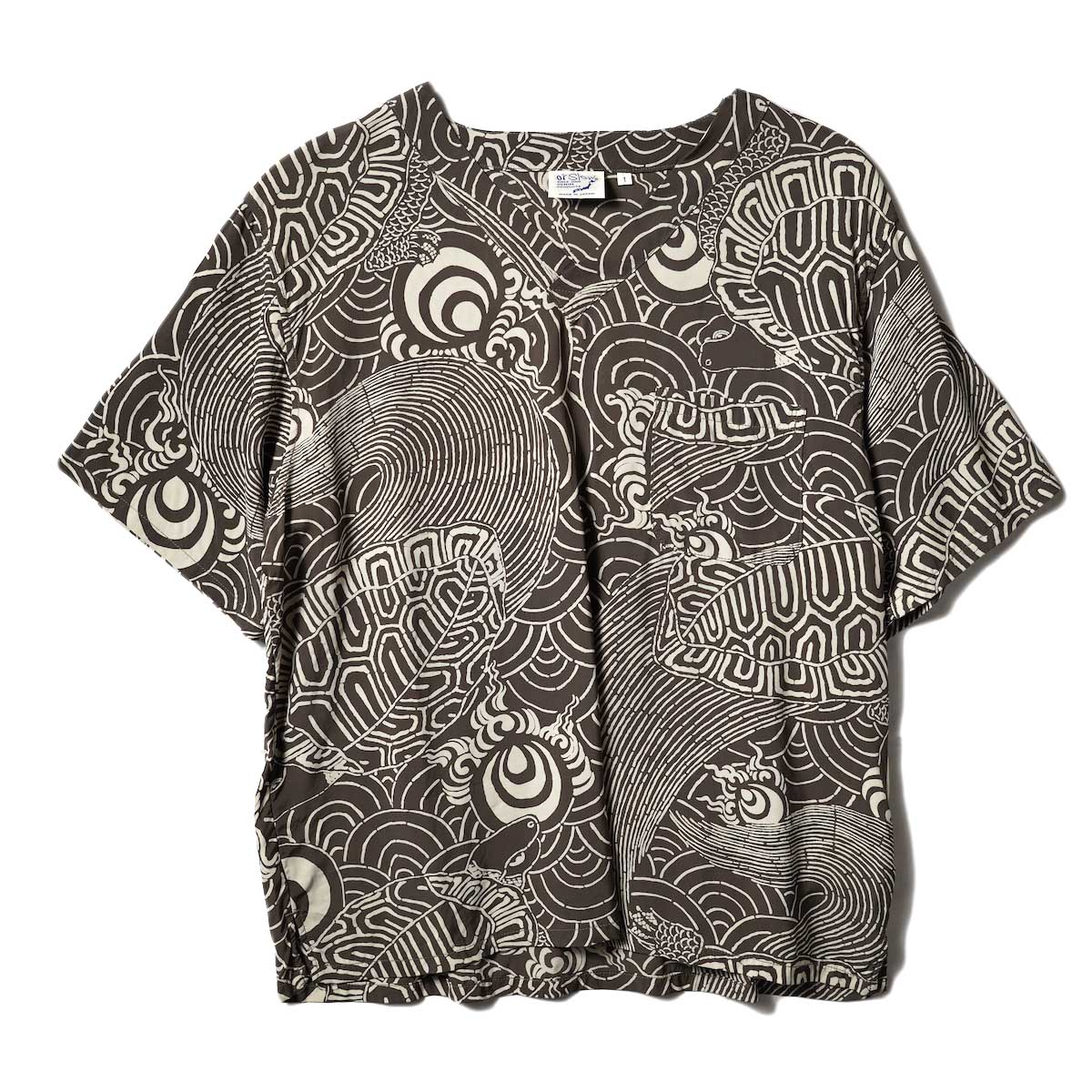 orSlow / TURTRE PRINT HAWAIIAN V NECK PULLOVER 正面