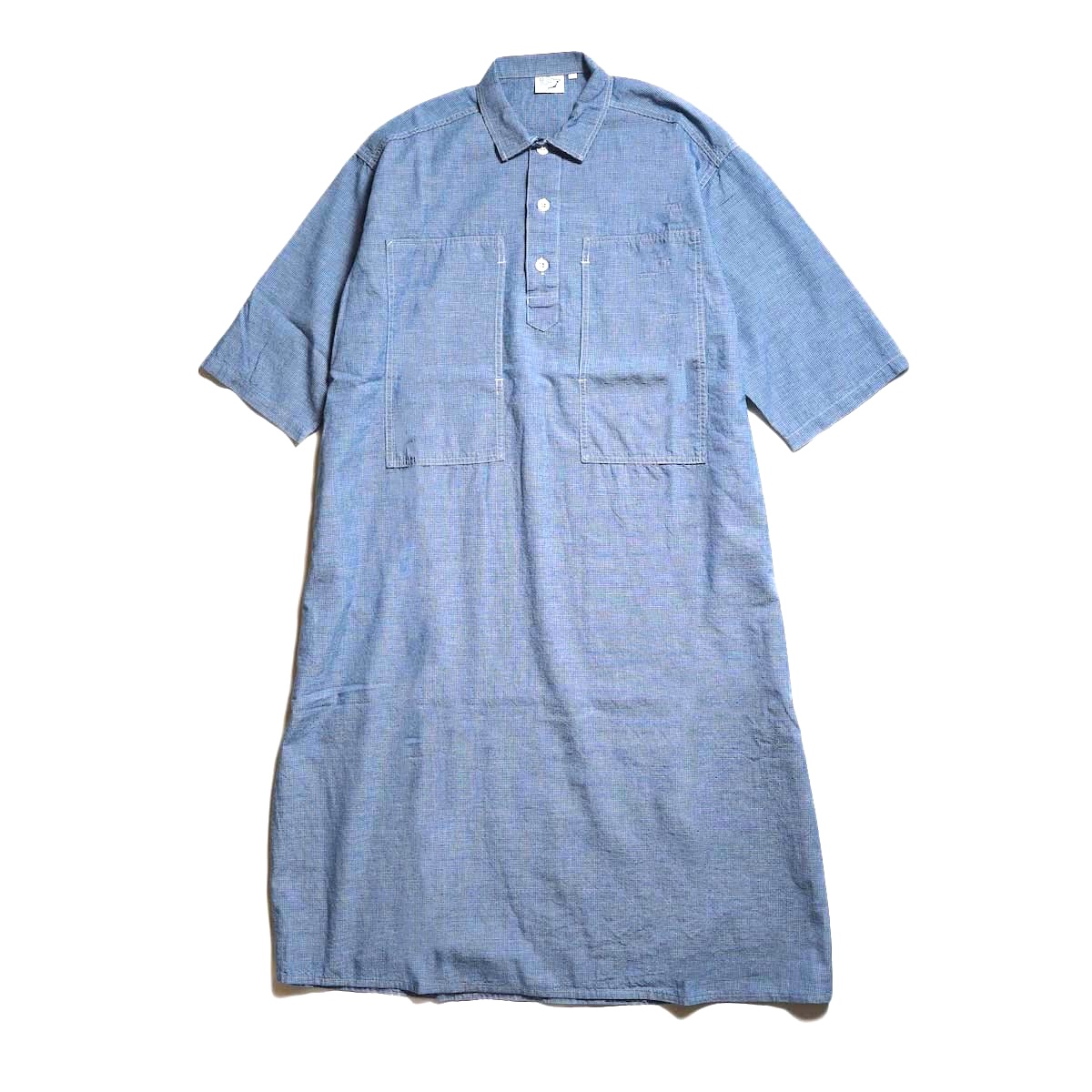 orSlow / THREE - QUARTER SLEEVE PULLOVER DRESS  (Check Chambray)