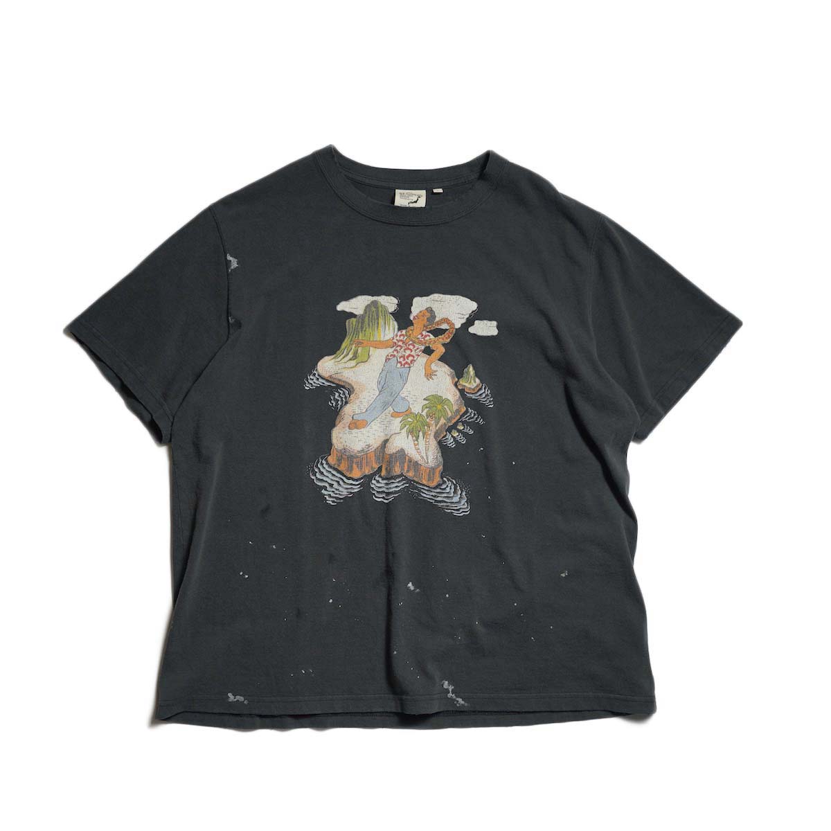 orSlow / VINTAGE FADE HAWAIIAN GRAPHIC T-SHIRT (Black - B)