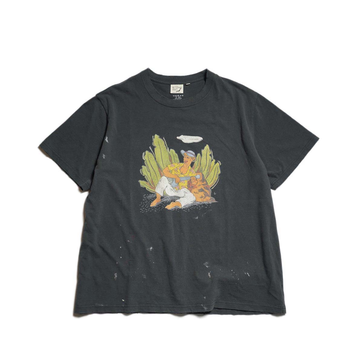 orSlow / VINTAGE FADE HAWAIIAN GRAPHIC T-SHIRT  (Black - A)