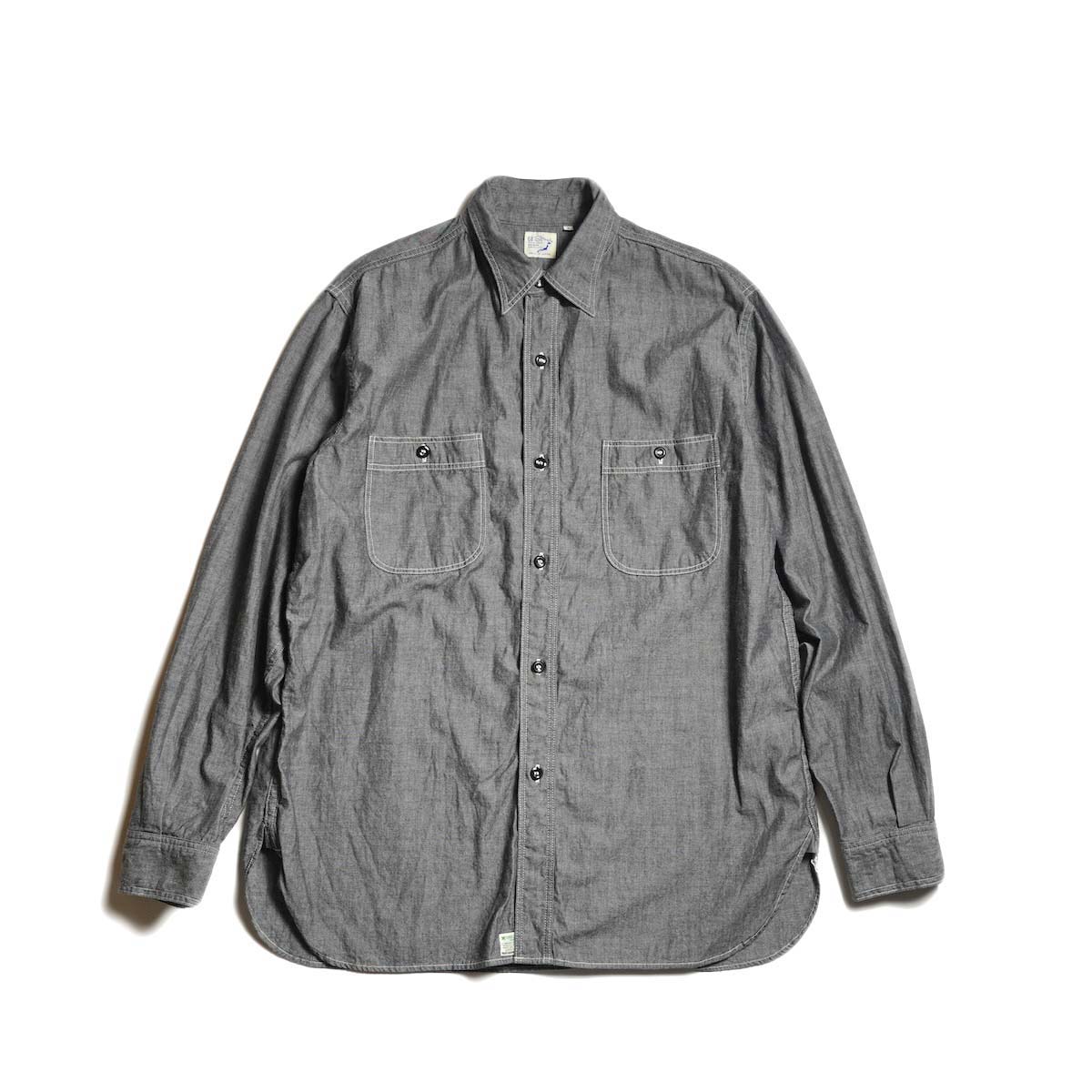 orSlow / RELAX FIT BLACK CHAMBRAY WORK SHIRT (Black)