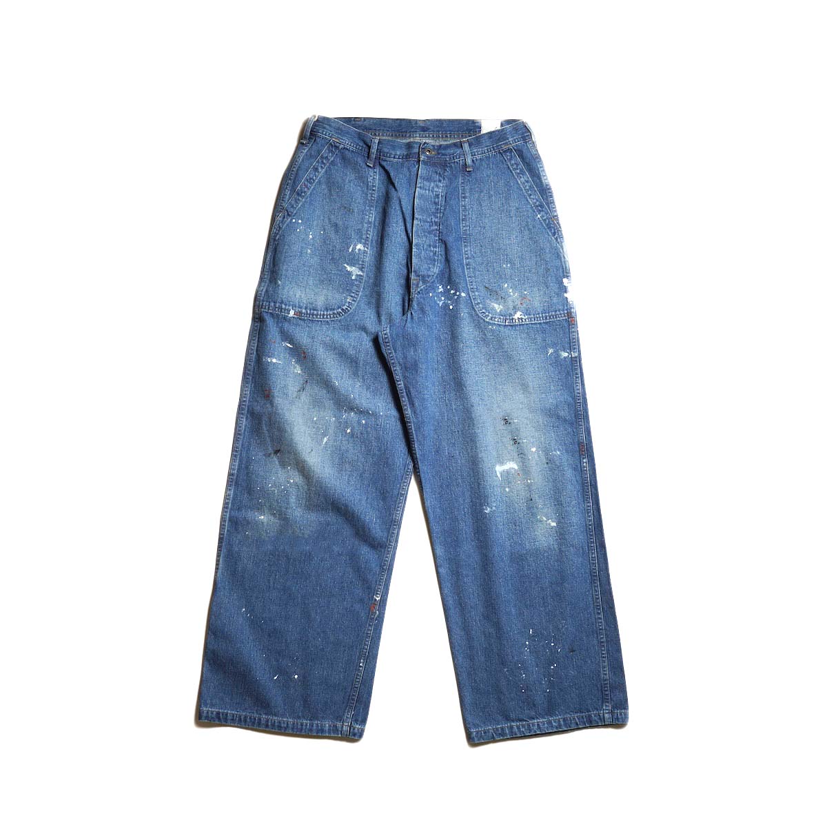 orSlow / WWII 40s U.S. NAVY WIDE-FIT UTILITY TROUSERS (Vintage Indigo With Paint)