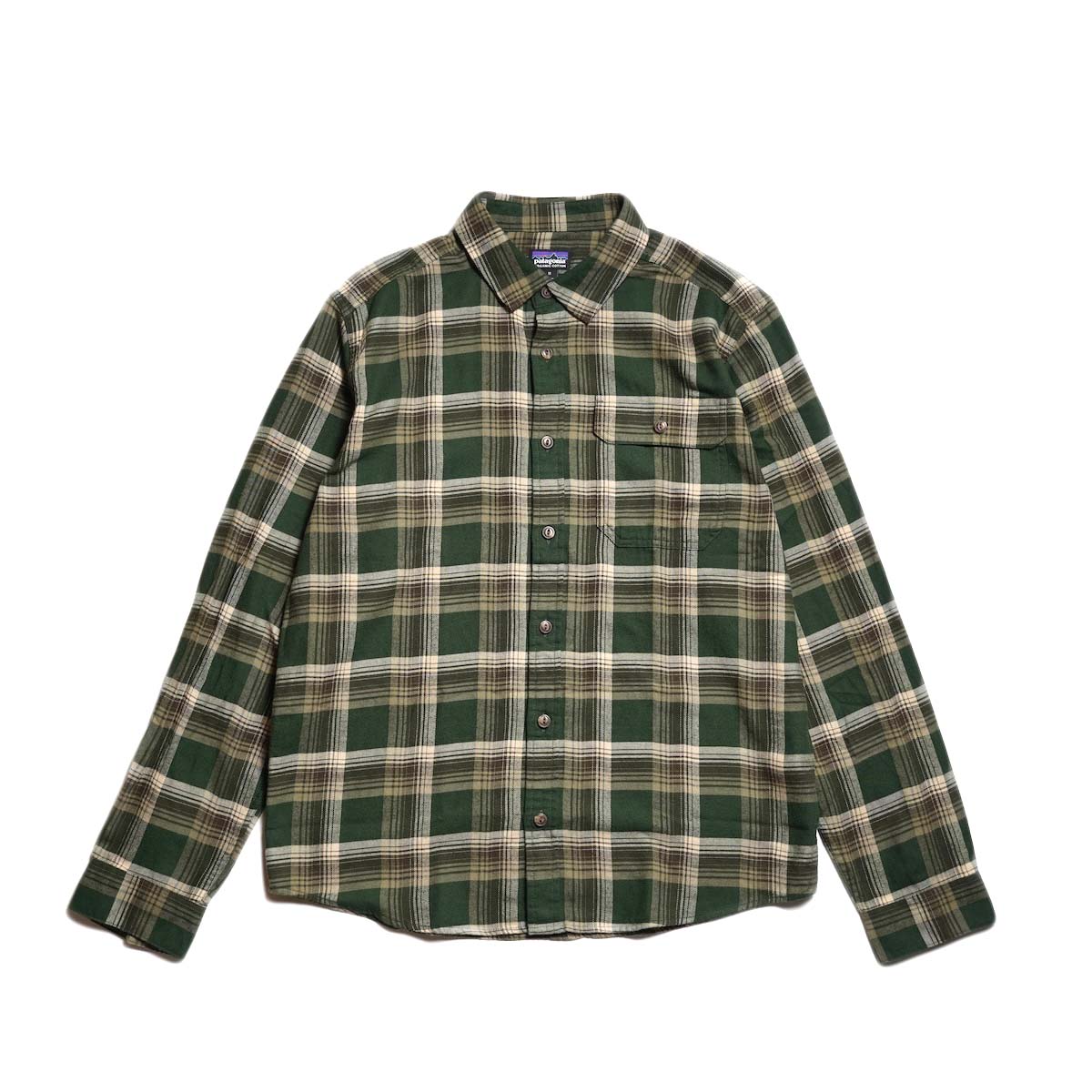 Patagonia / M’s L/S LW Fjord Flannel Shirt (Cozy Cabin / Treeline Green)