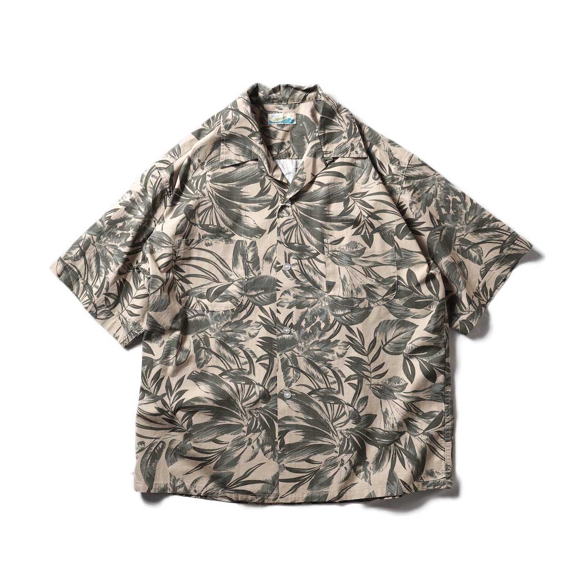 PENNEY'S / LEAF PRINTED W-POCKET SS SHIRTS (Green)