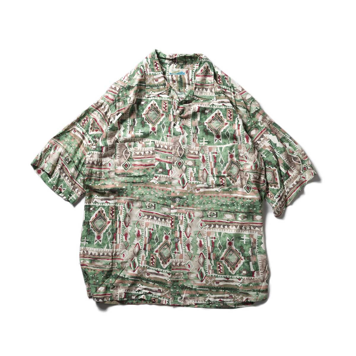 PENNEY'S / AFRICAN PRINTED W-P SS SHIRTS (Green)