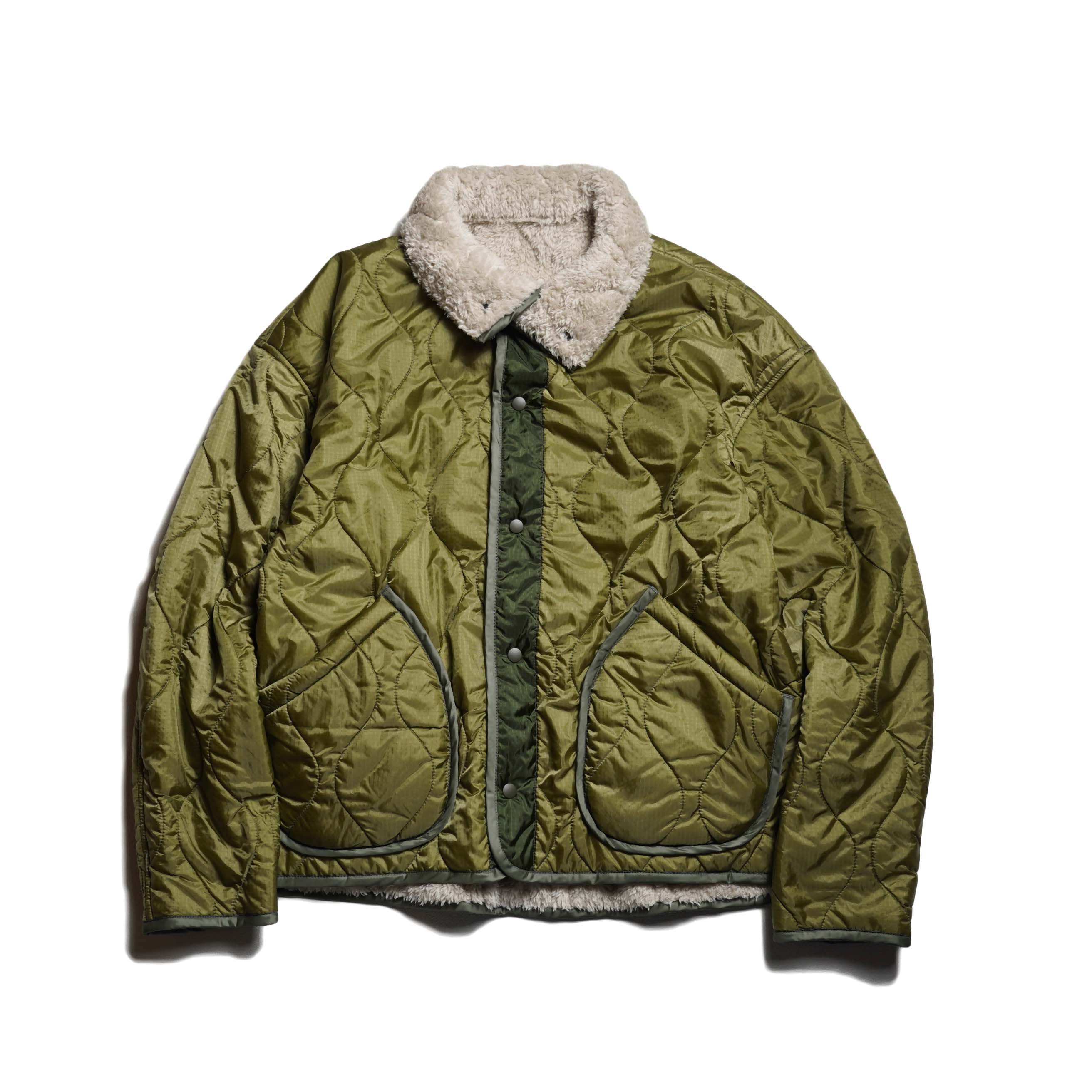 REMI RELIEF / ナイロンリップボアリバーシブルJKT (Khaki)