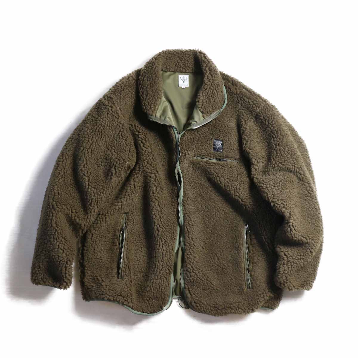 Very Goods | SOUTH2 WEST8 / Piping Jacket -Synthetic Pile(Olive)