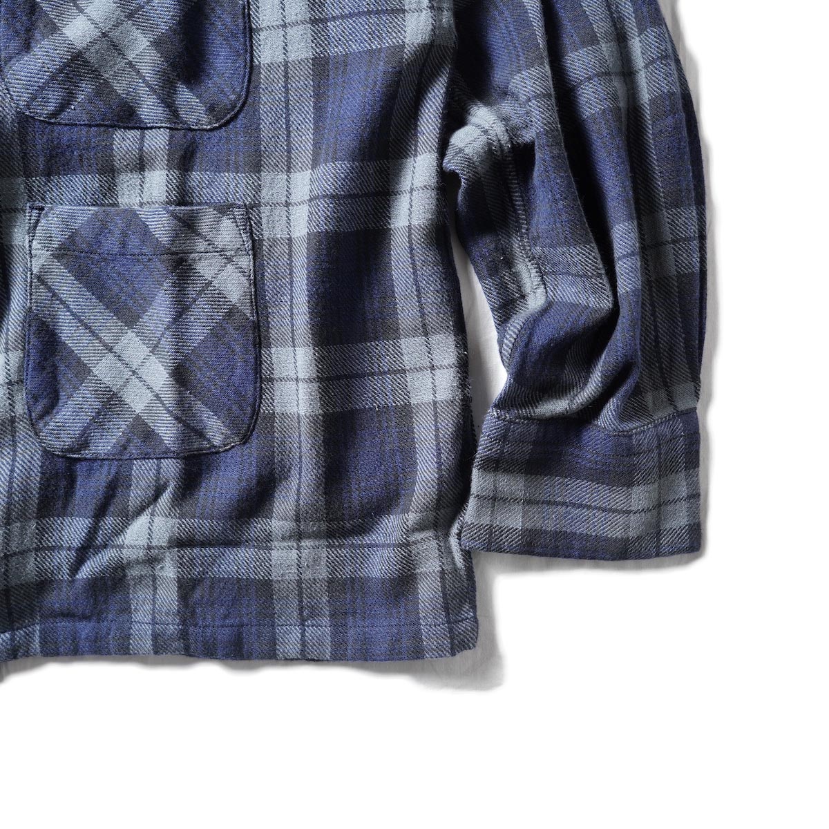 South2 West8 / 6POCKET SHIRT - PLAID TWILL (BLU/BLK/WHT)袖、裾