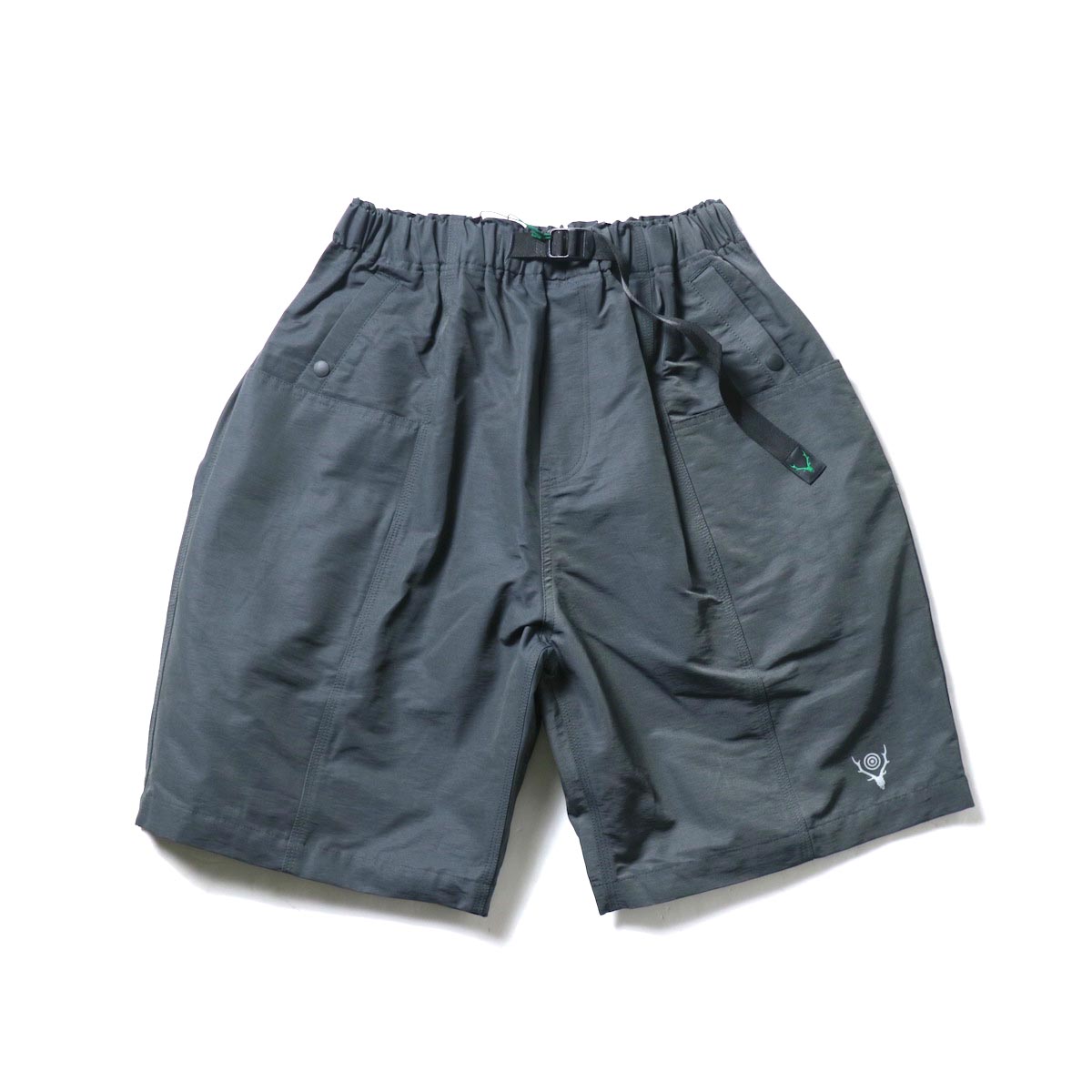 South2 West8 / BELTED C.S. SHORT - C/N GROSGRAIN (Charcoal)正面