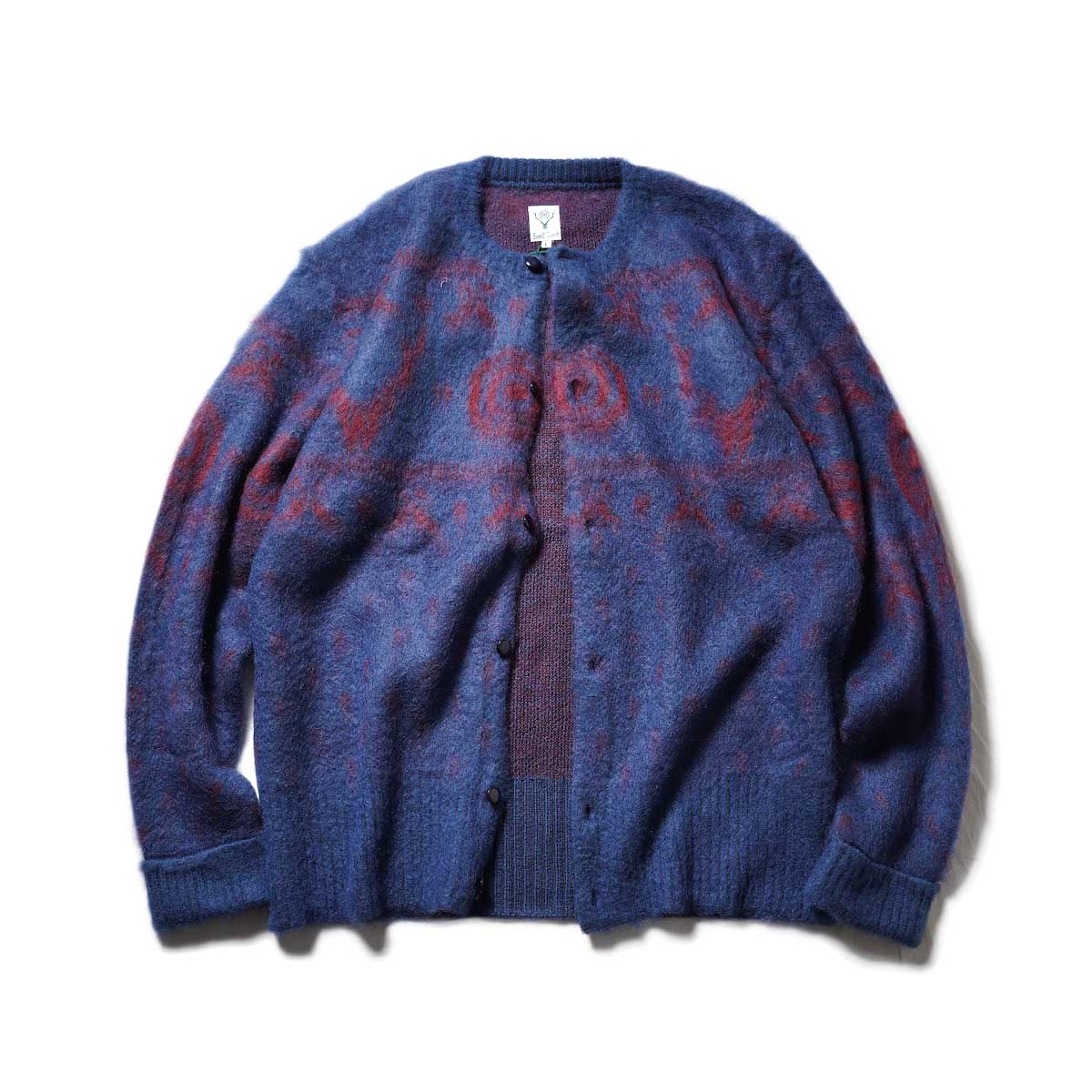 South2 West8 / LOOSE FIT CREW NECK CARDIGAN - S2W8 NORDIC (Navy)