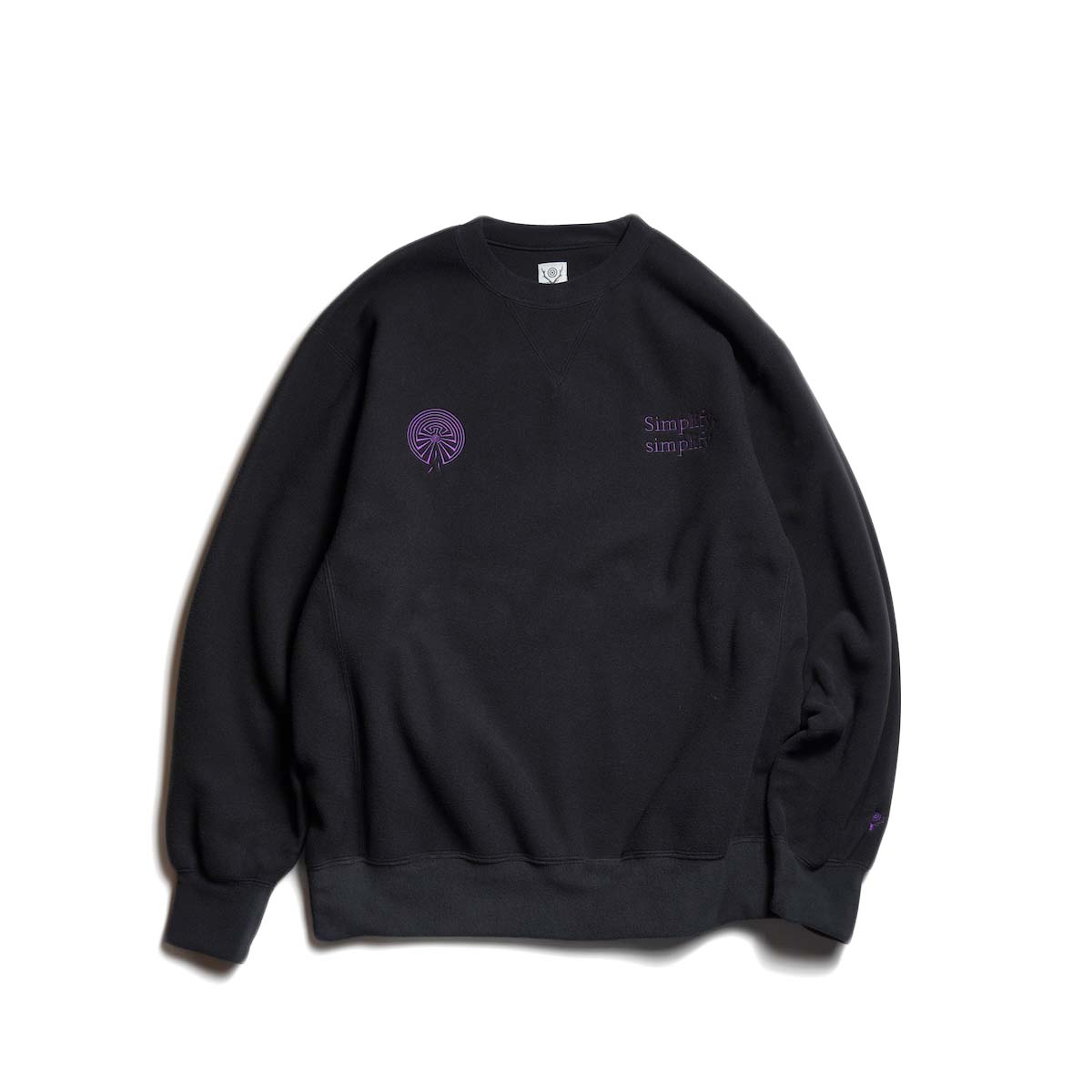 South2 West8 / Emb. Crew Neck Sweat Shirt - Poly Fleece (Black)