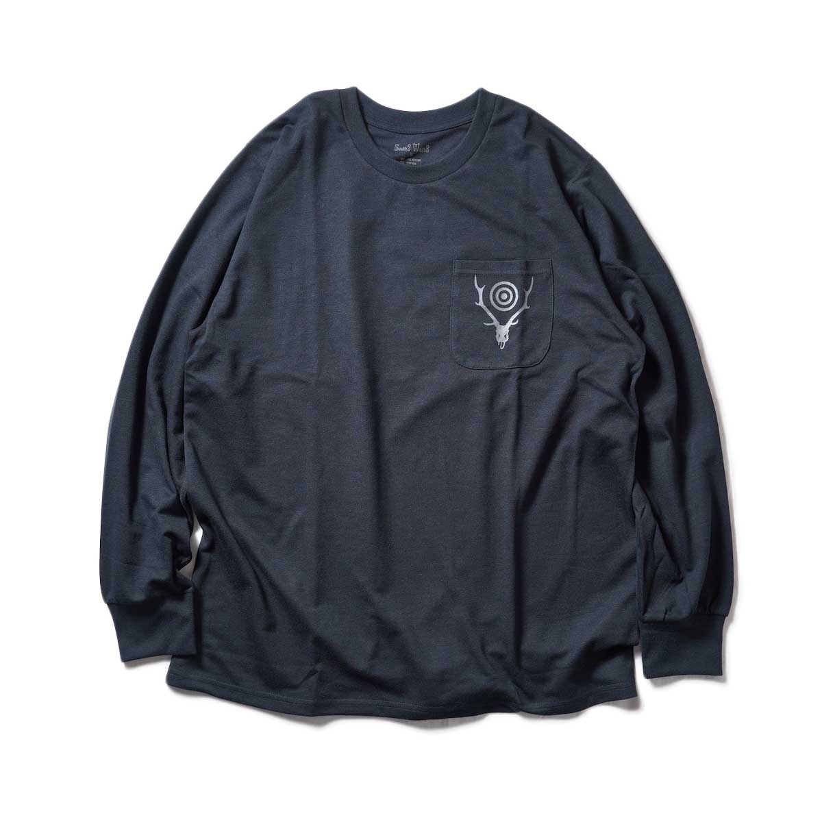 South2 West8 / L/S Round Pocket Tee -Circle Horn (Black)