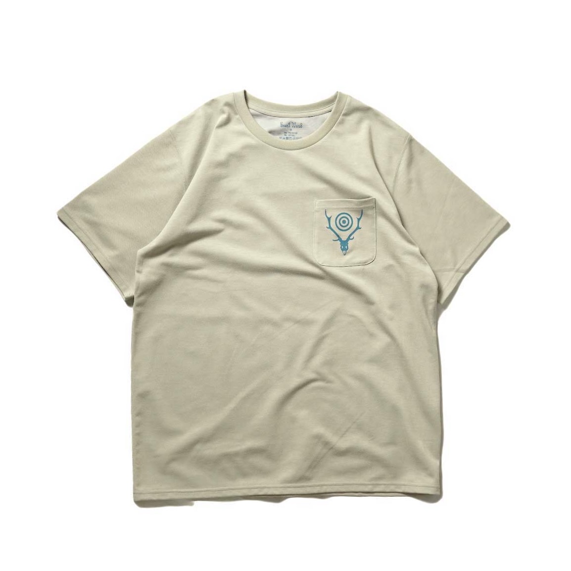 South2 West8 / S/S ROUND POCKET TEE - CIRCLE HORN (Grey)