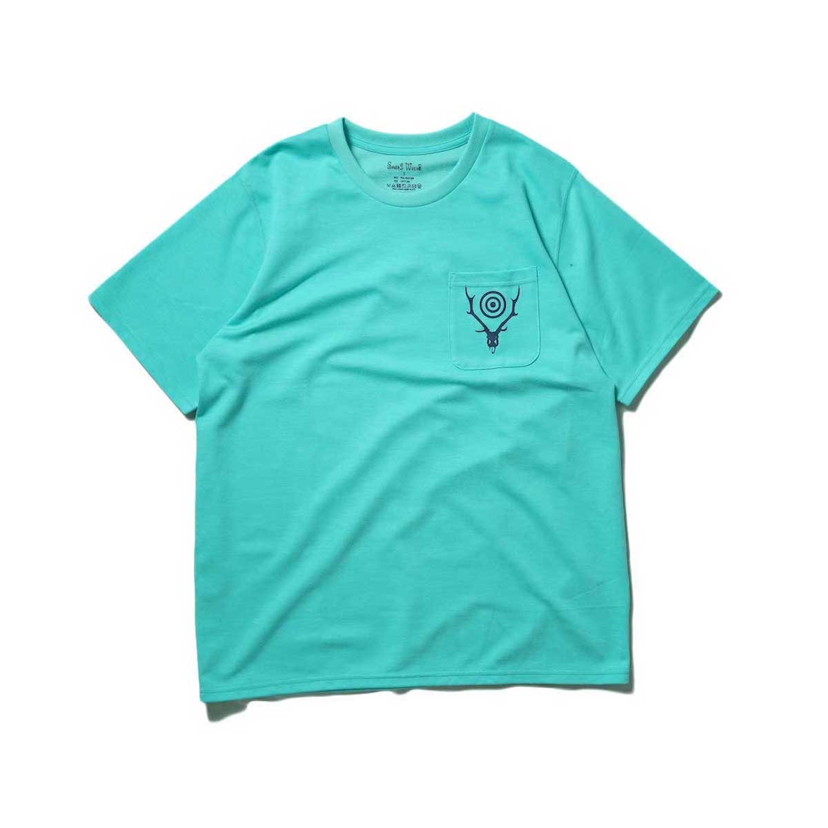South2 West8 / S/S ROUND POCKET TEE - CIRCLE HORN (Turquoise)