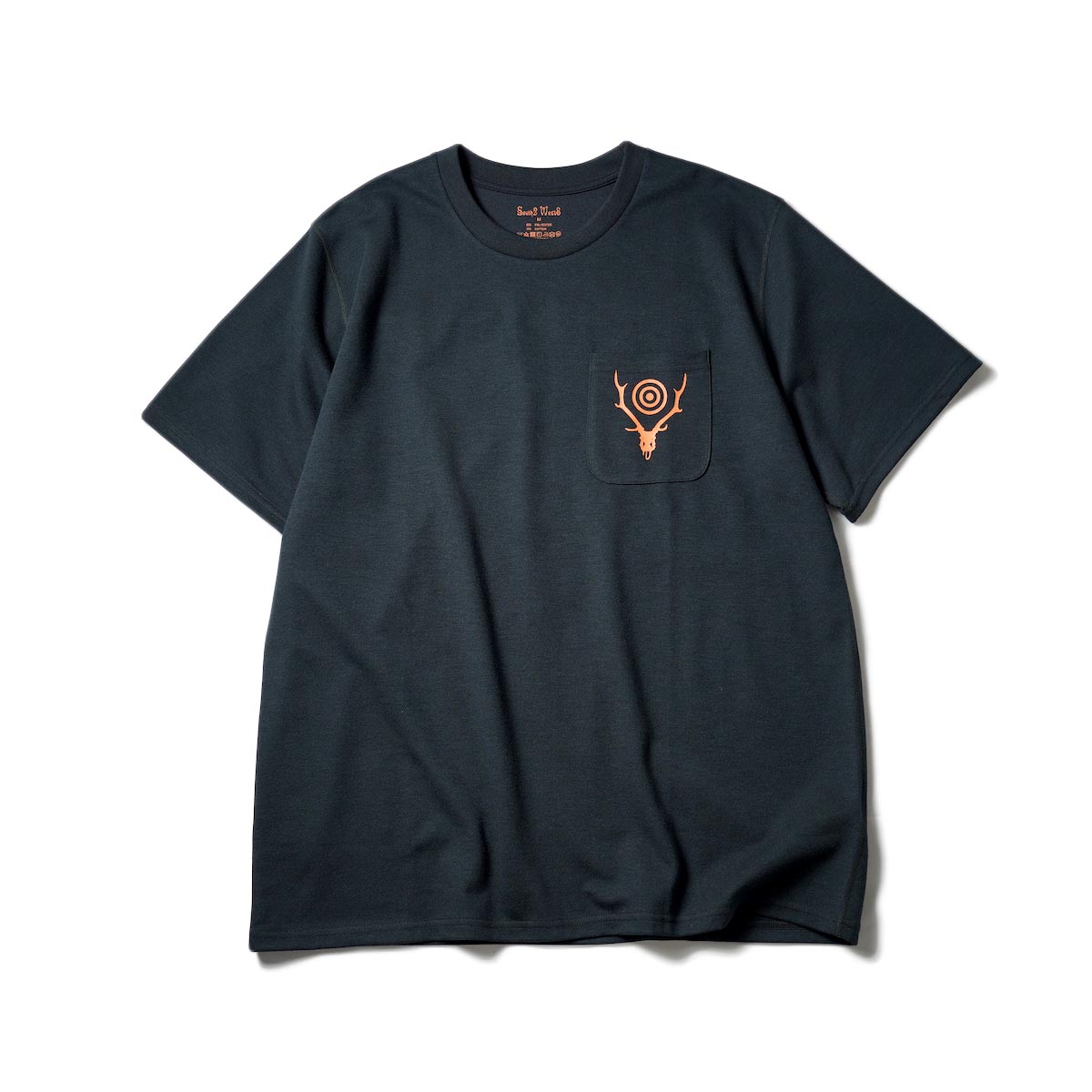 South2 West8 / S/S ROUND POCKET TEE - CIRCLE HORN (Black)