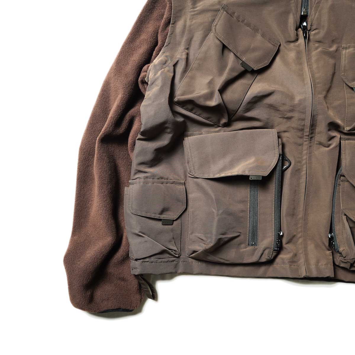 South2 West8 / FLEECE SLEEVE TENKARA PARKA - C/N GROSGRAIN (Brown)裾・袖2