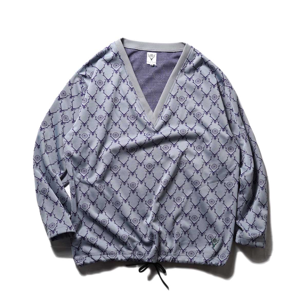 South2 West8 / STRING V NECK SHIRT - POLY JQ. / SKULL&amp;TARGET (Grey)
