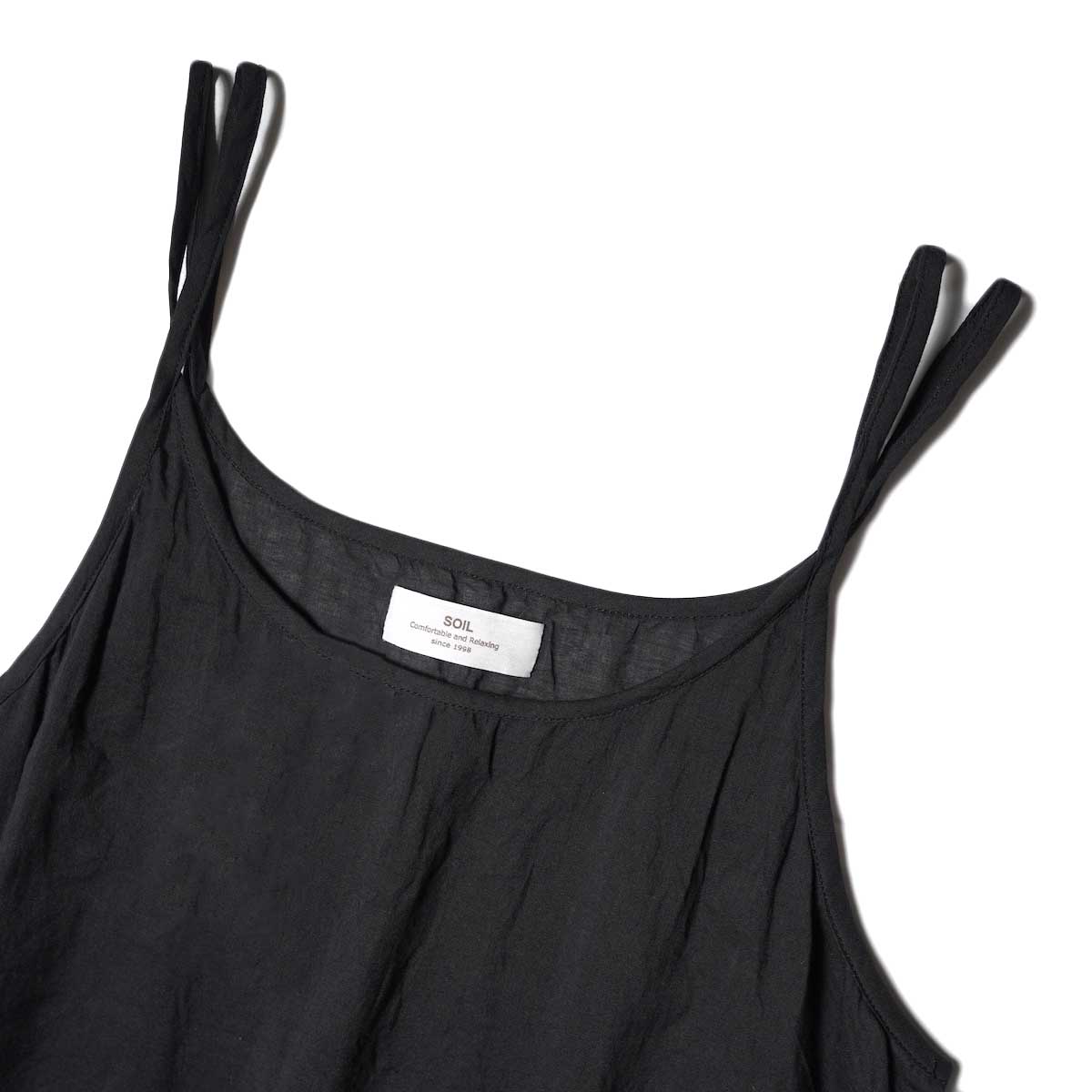 SOIL / COTTON VOILE & LACE UNDER DRESS (Black) 肩紐