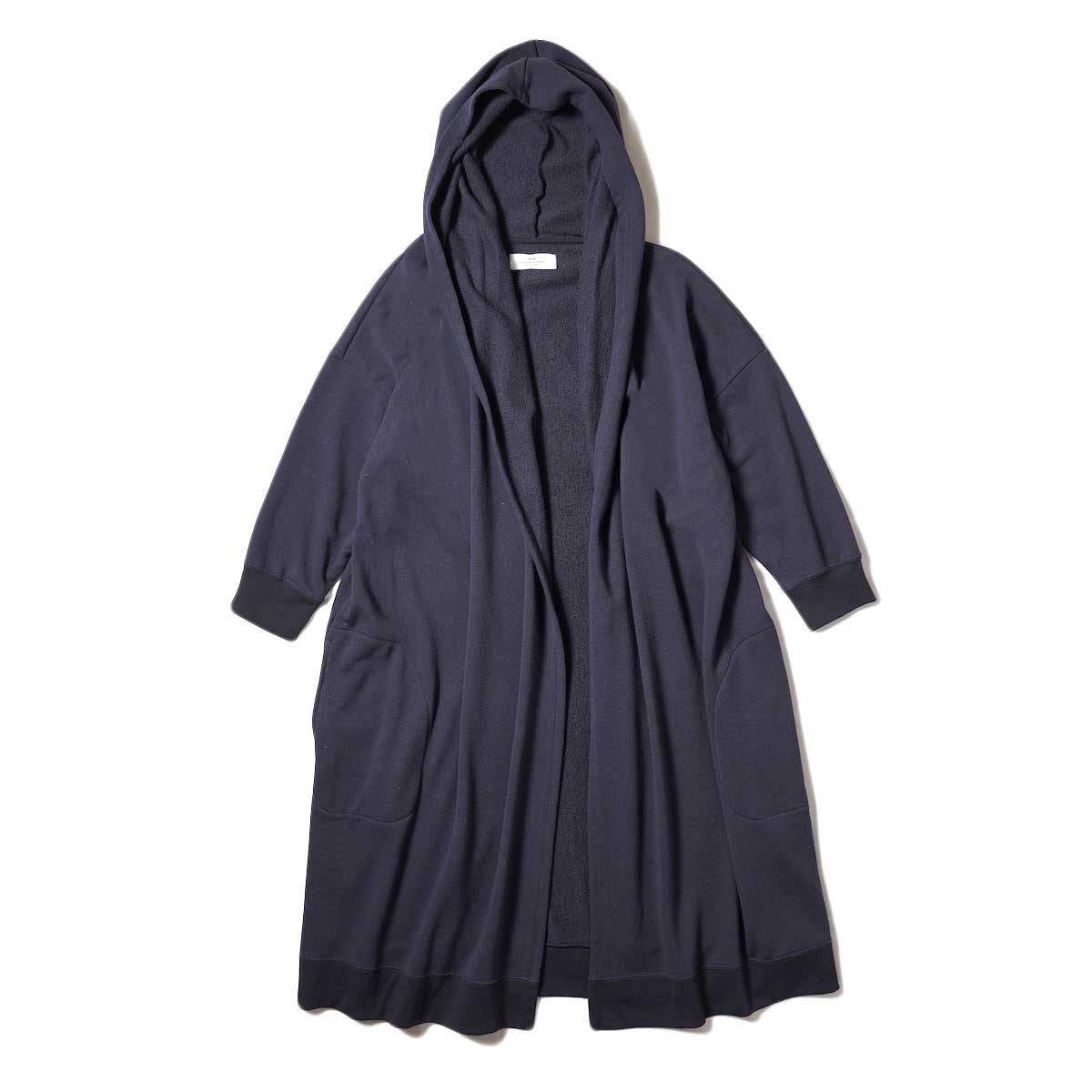 SOIL / PLAIN SWEAT 3/4SL HOODED CARDIGAN (Navy)