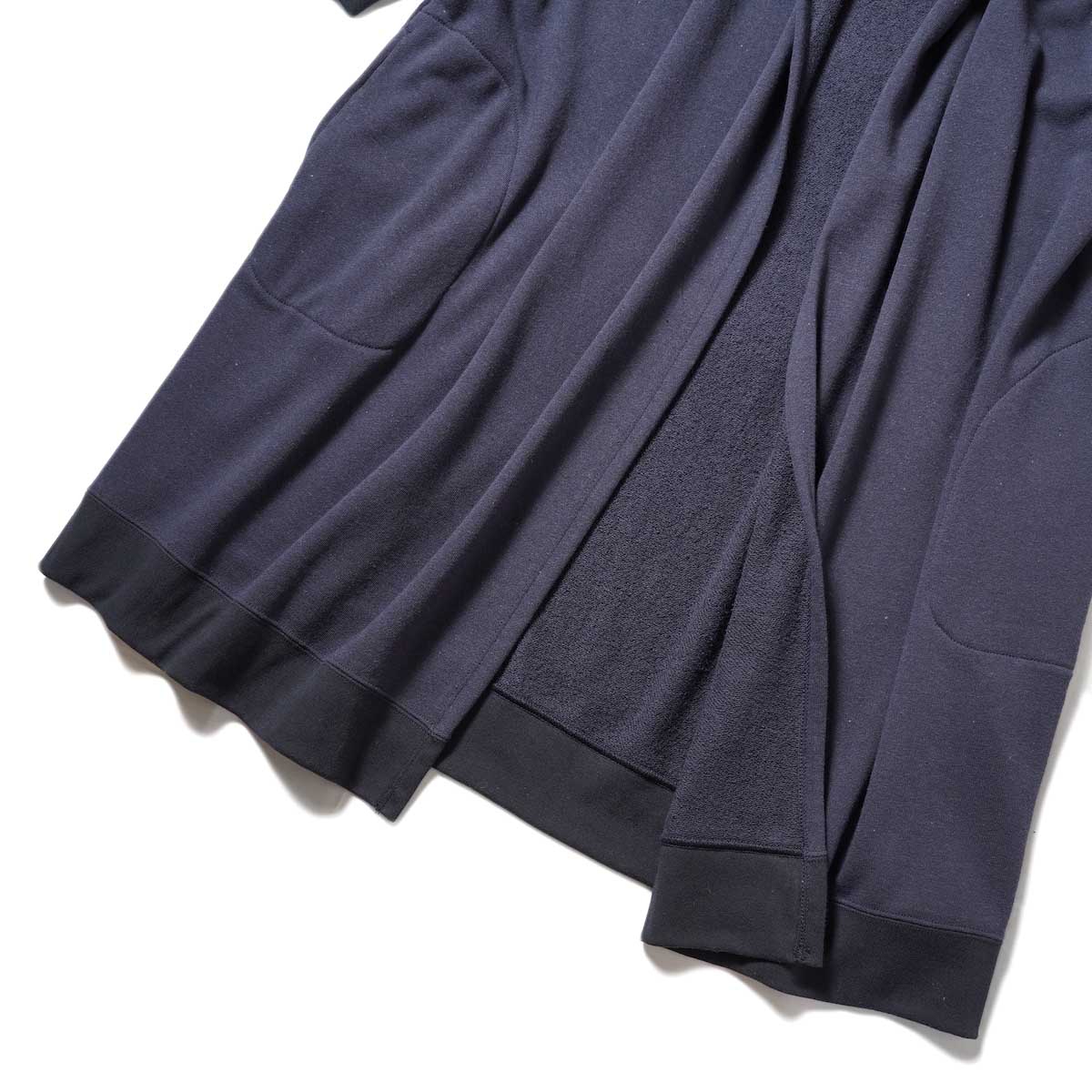 SOIL / PLAIN SWEAT 3/4SL HOODED CARDIGAN (Navy) 裾