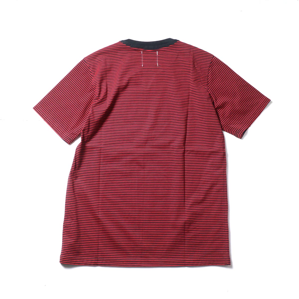 The Soloist / swc.0009a crew neck s/s striped tee. (Black × Red)背面