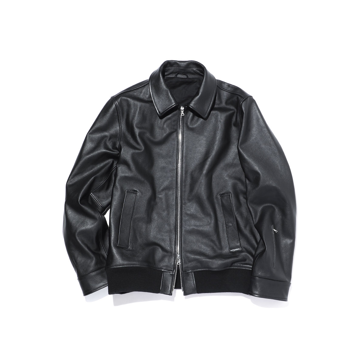 SOPHNET. / LEATHER ZIP JACKET (Black)