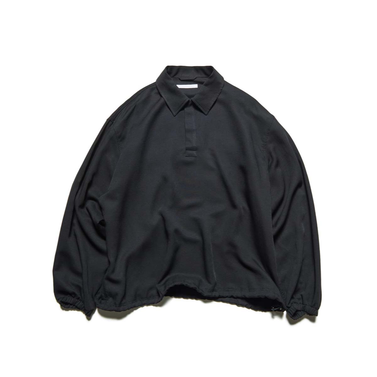 SOPHNET.  / LINEN MESH L/S POLO (Black)