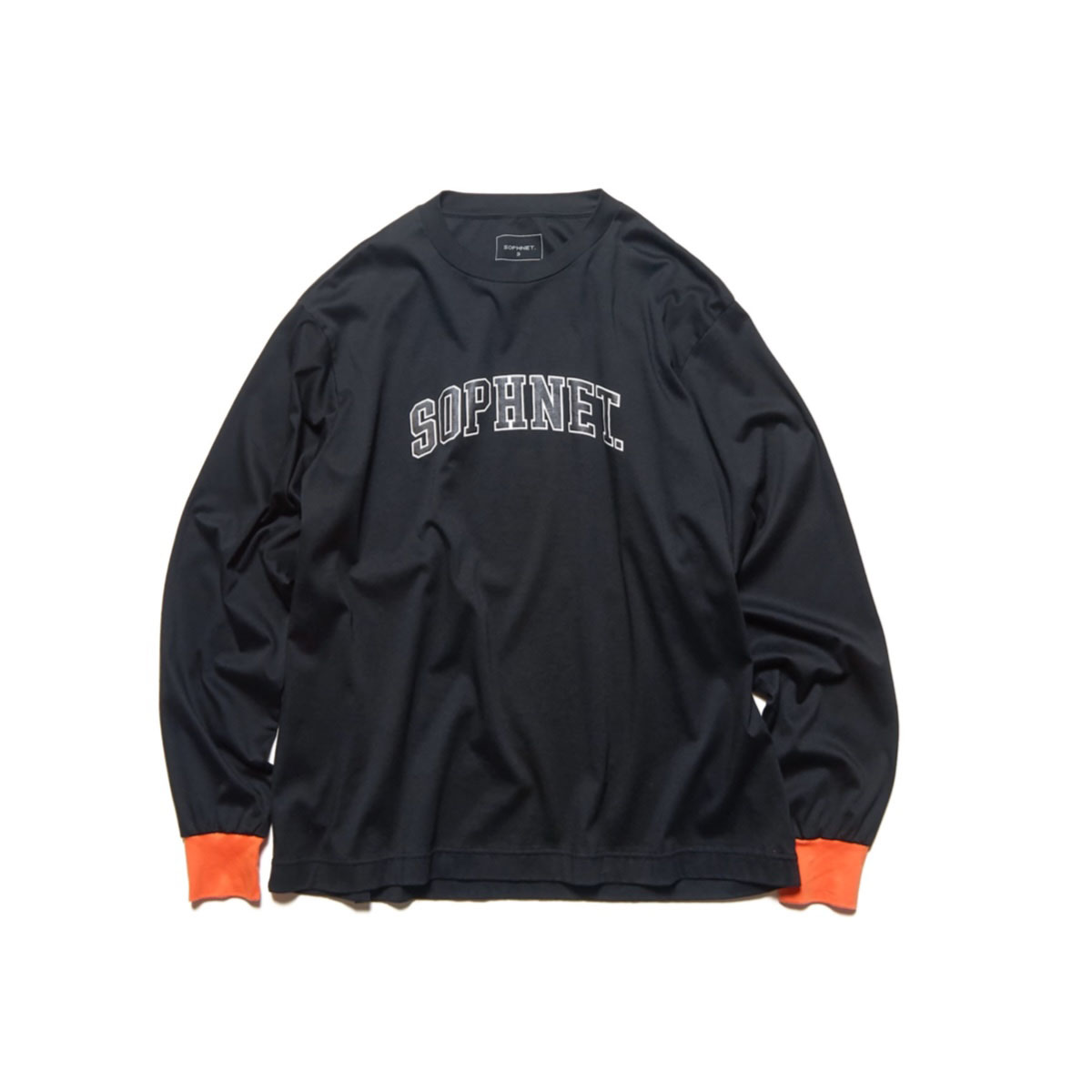 SOPHNET.  / COLLEGE LOGO COLOR RIBBED L/S WIDE TEE (Black)