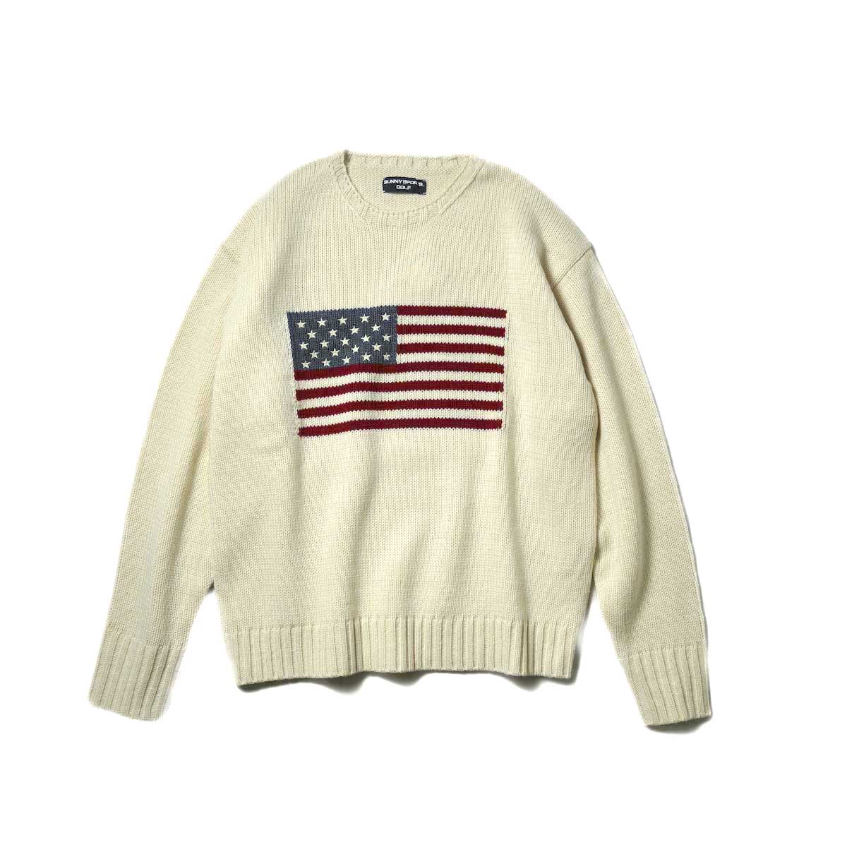SUNNY SPORTS GOLF / FLAG CREW SWEATER (White)