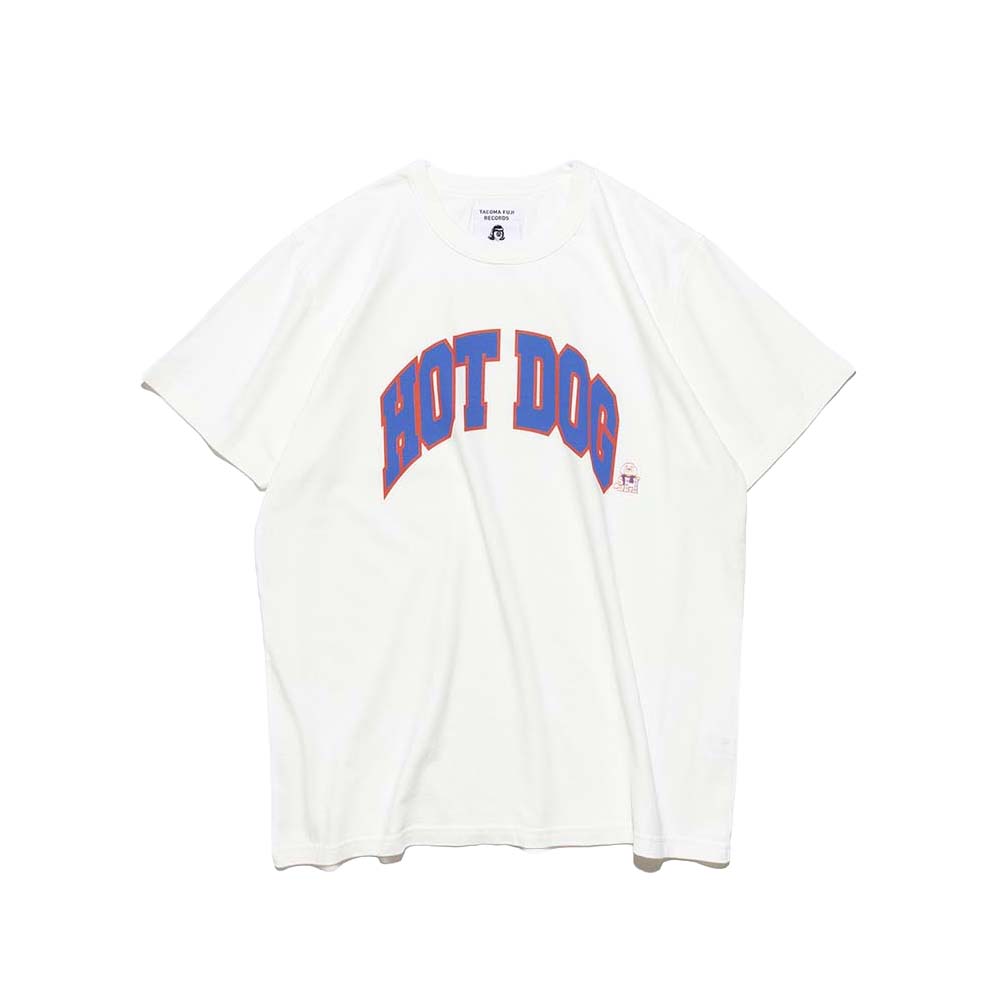 TACOMA FUJI RECORDS / HOT DOG COLLEGE LOGO Tee  (White/Blue×Orange)