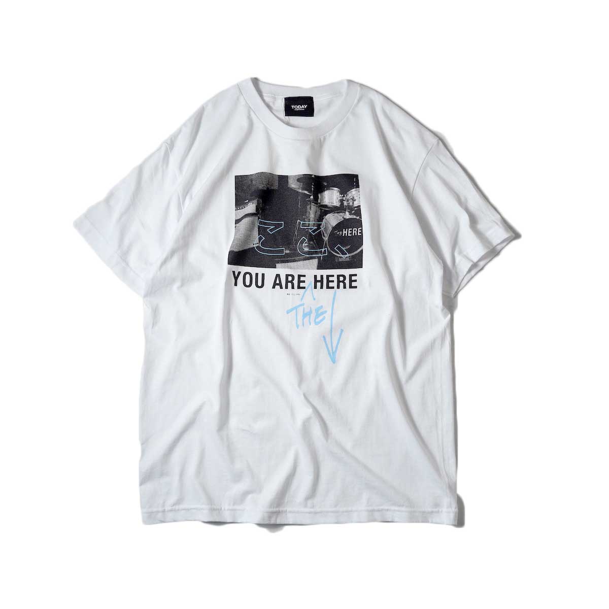 TODAY edition / ここ、Drums SS Tee (White)