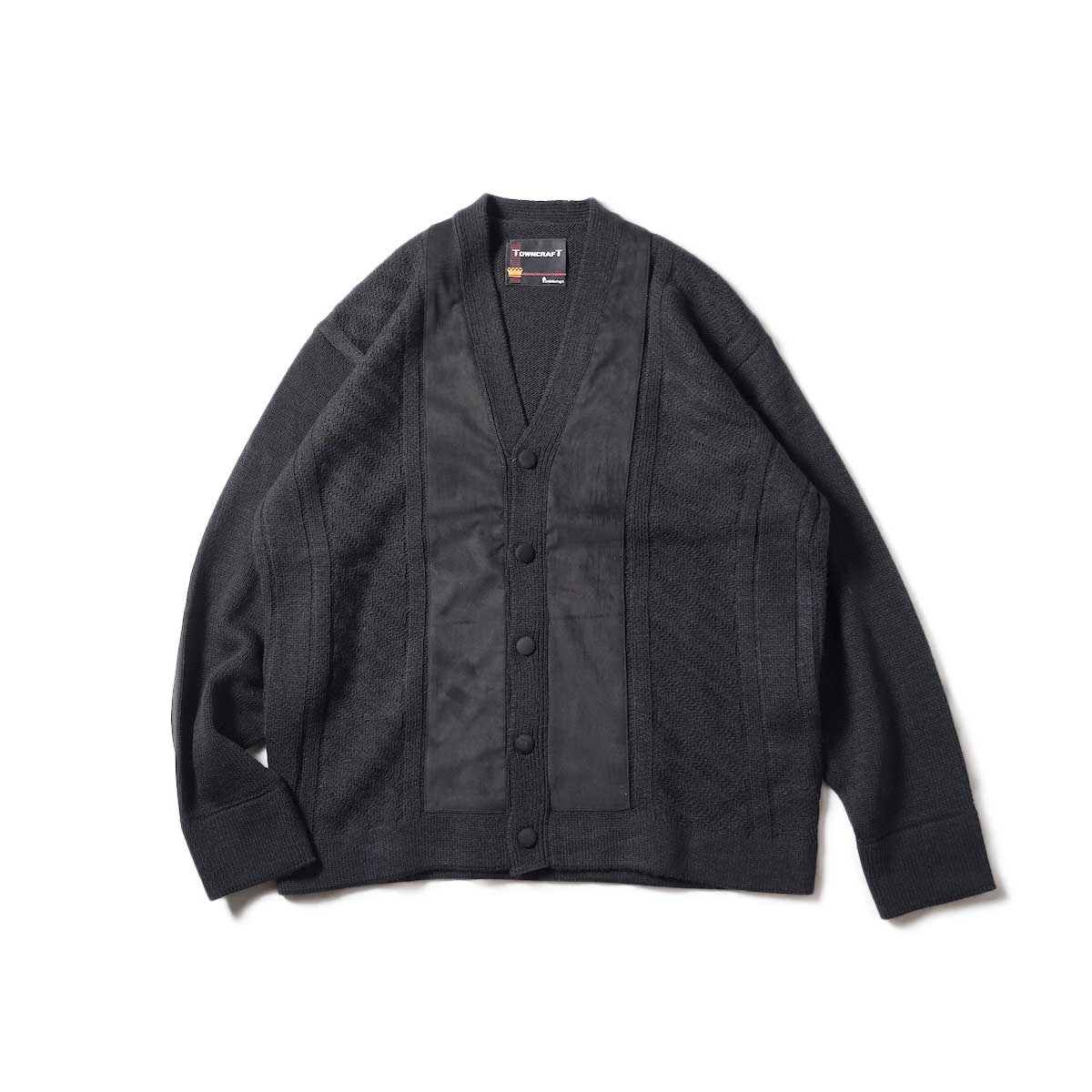 TOWN CRAFT / FAKE LEATHER CARDIGAN (Black)