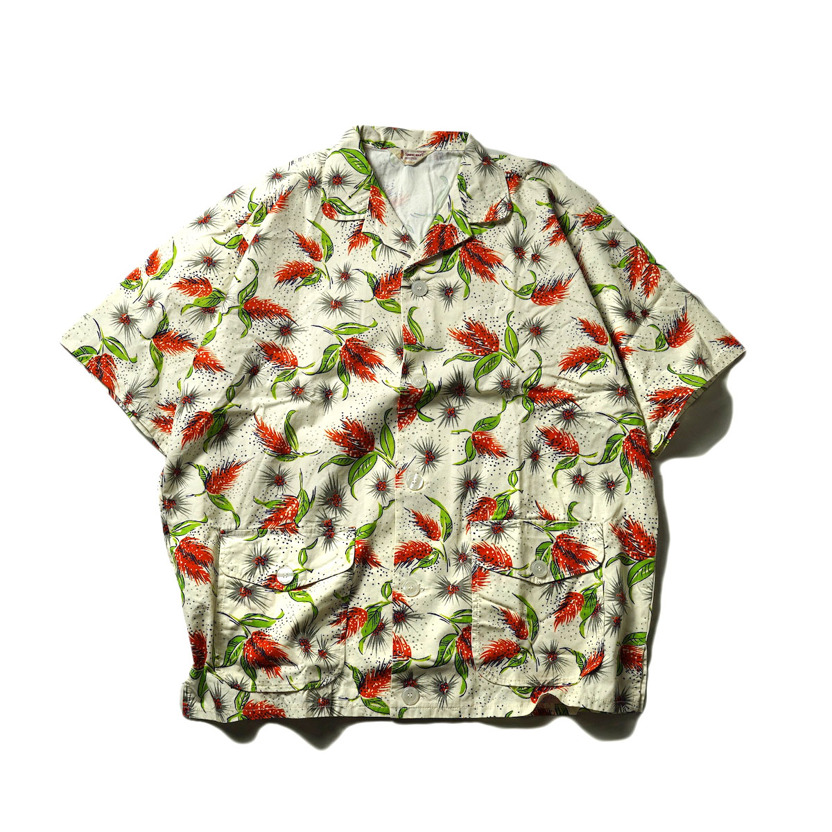 TOWNCRAFT / 40S WOVEN PRINTED BEACH SHIRT(White)