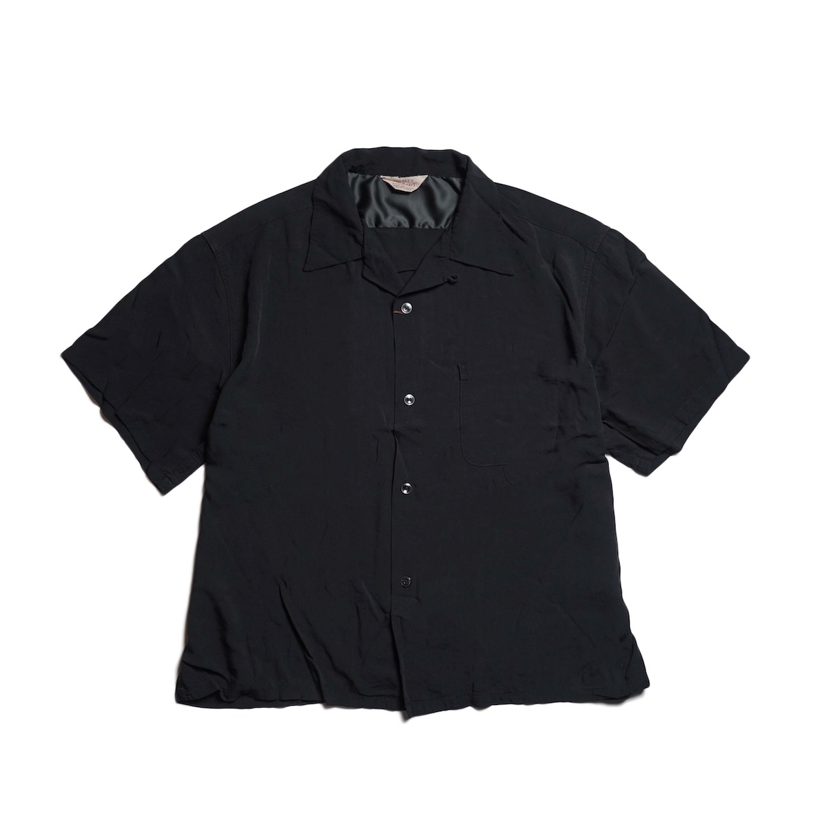TOWNCRAFT / PRINTED LOOP COLLAR SS SHIRT (Solid Black)