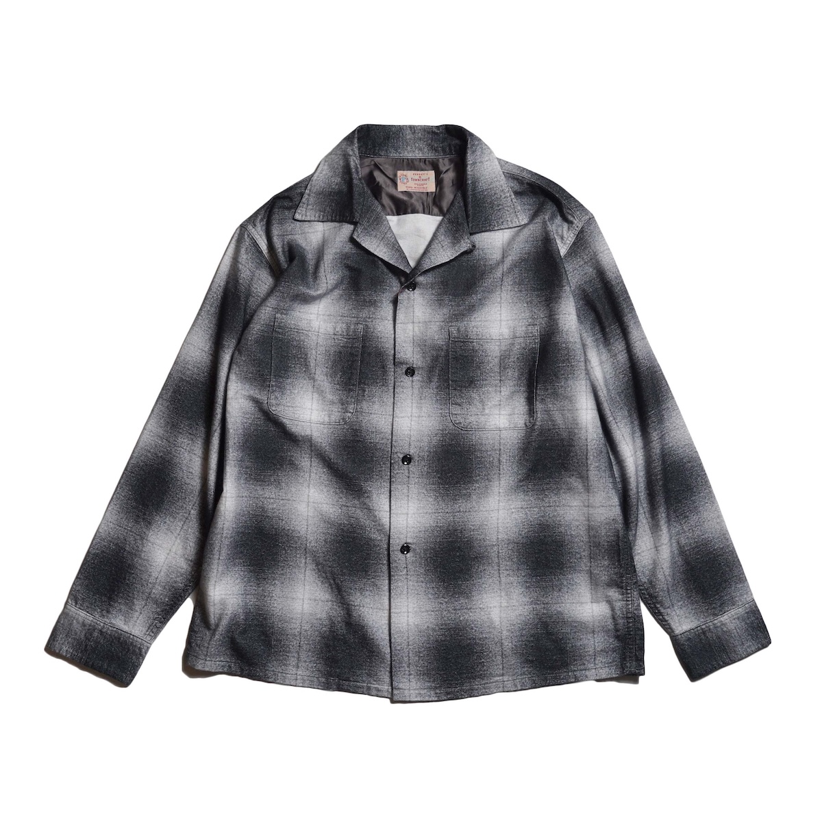 TOWNCRAFT / PRINTED COTTON NEL OMBRE CHECK SHIRT (Black)