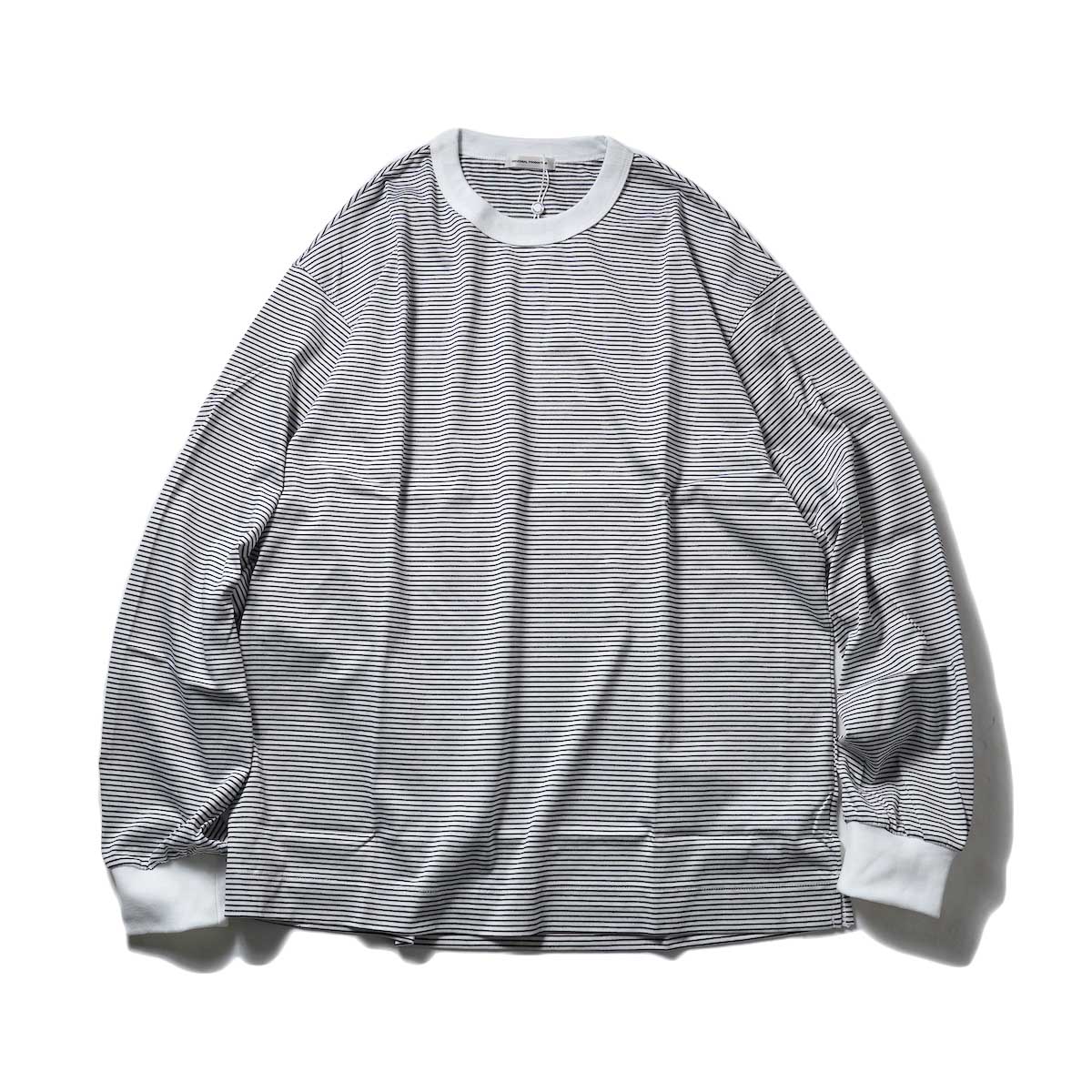 UNIVERSAL PRODUCTS / BORDER L/S T-SHIRT (White)正面