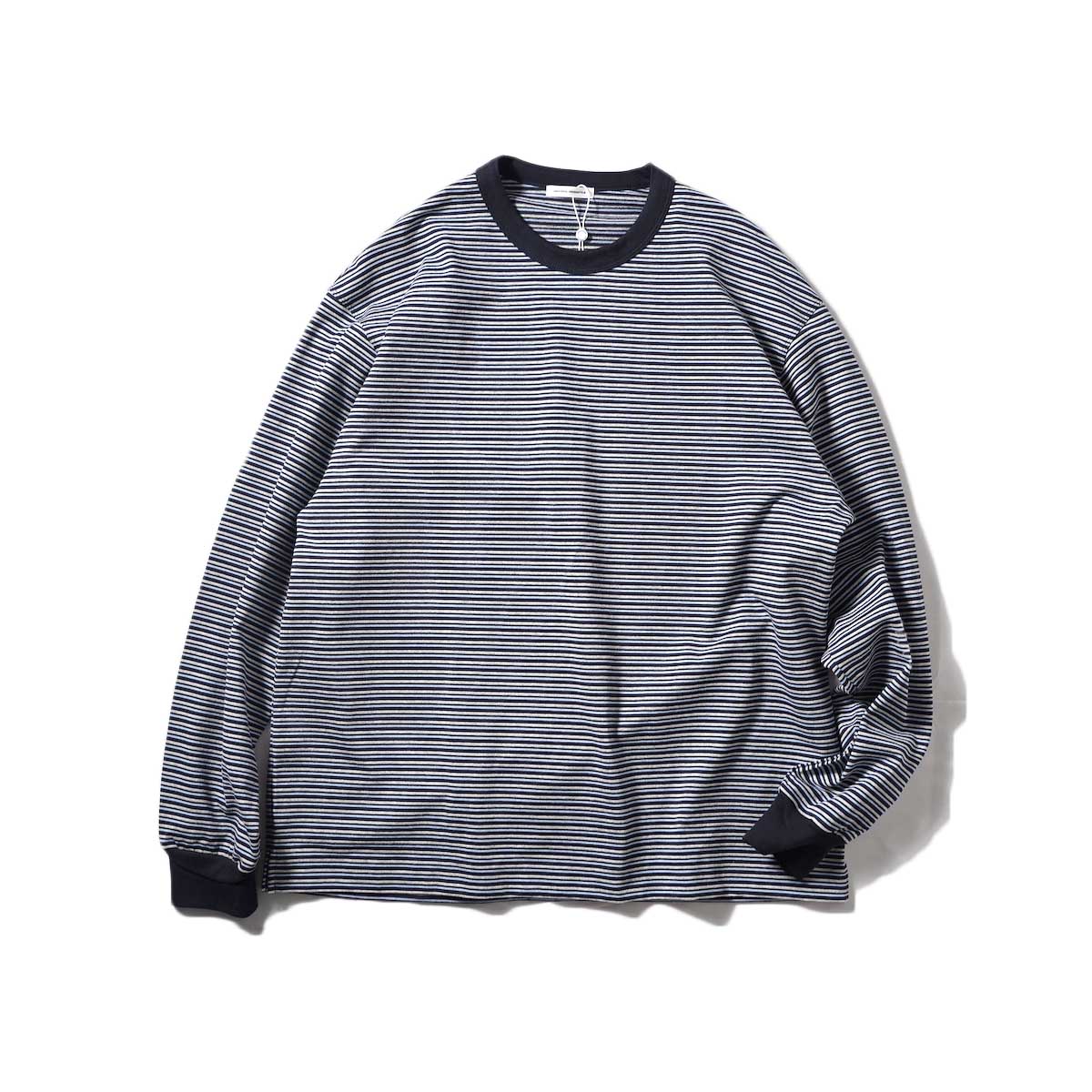 UNIVERSAL PRODUCTS / MULTI BORDER L/S T-SHIRT (Navy)