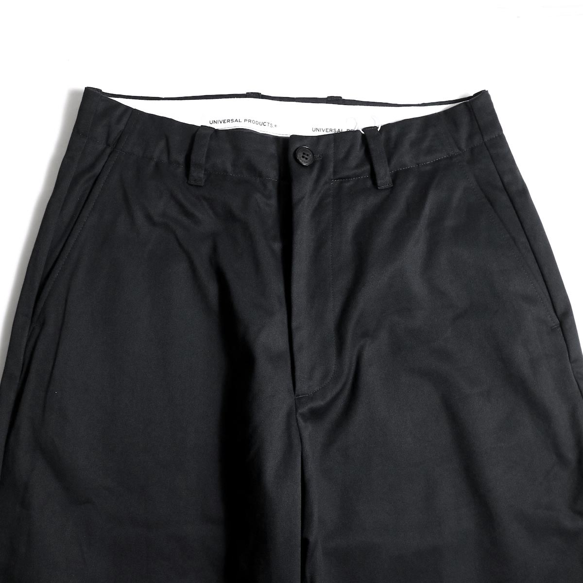 UNIVERSAL PRODUCTS / No Tuck Wide Chino Trousers (Black)ウエスト