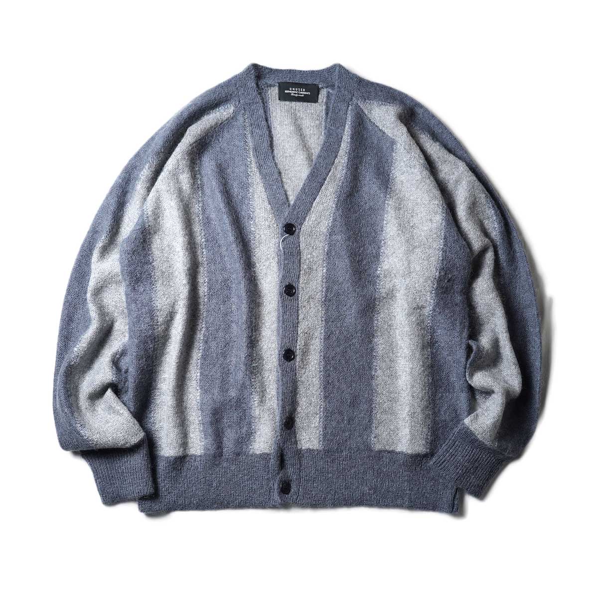 UNUSED / US2108 Stripe Cardigan (Light Gray × Charcoal)