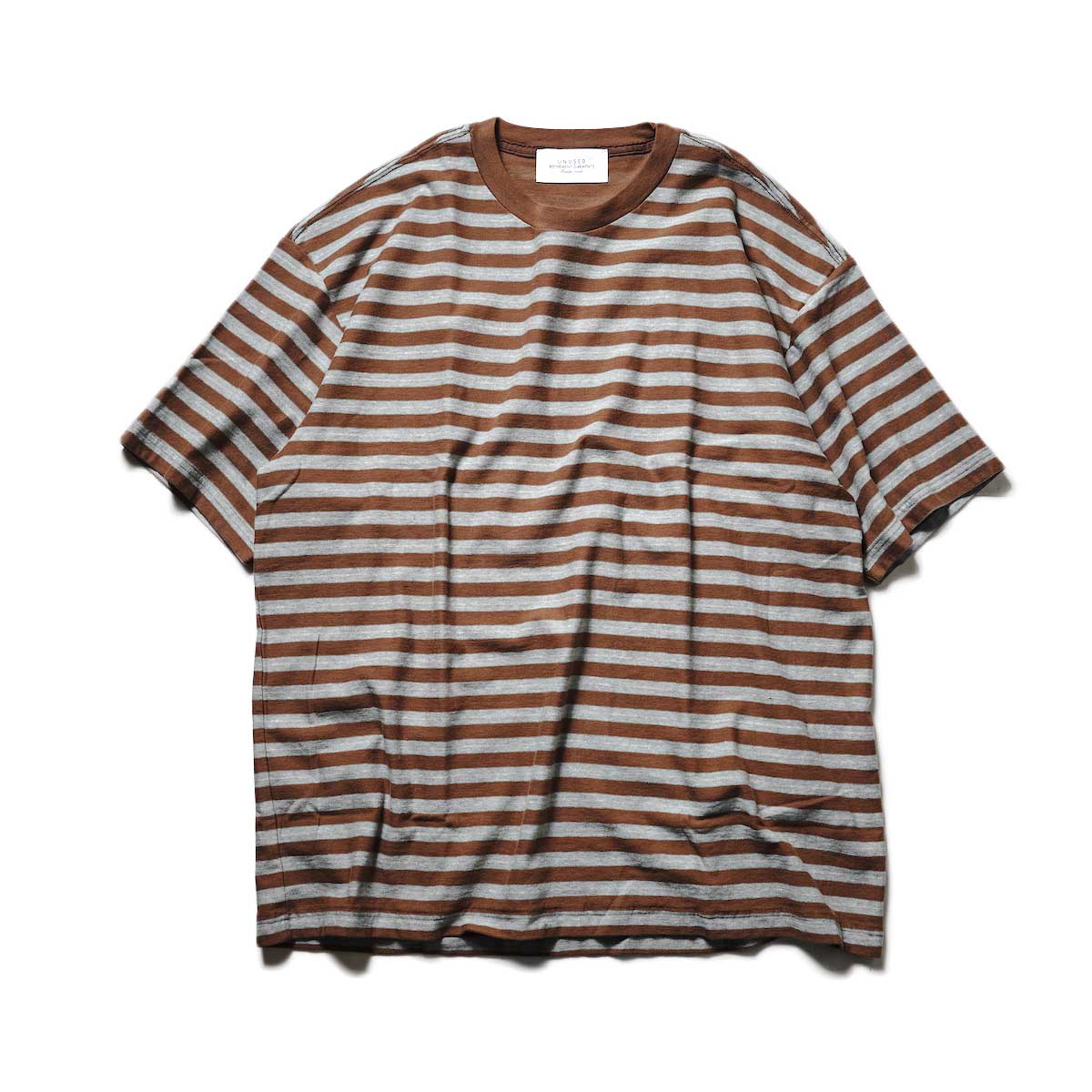 UNUSED / US2108 Border t-shirt (Brown × Sax)