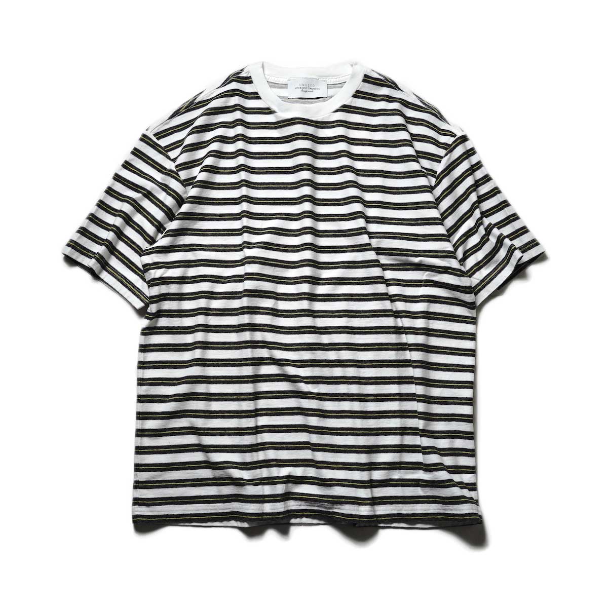 UNUSED / US2108 Border t-shirt (White × Black)
