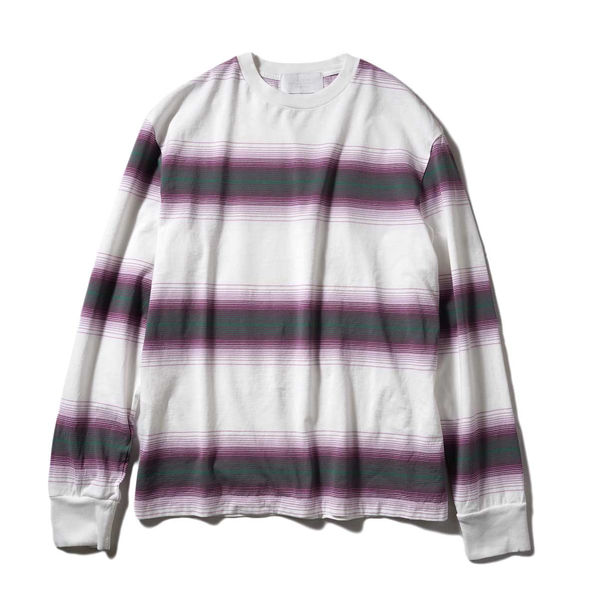 UNUSED / US2185 Ombre Border L/S Tee (White × Green)