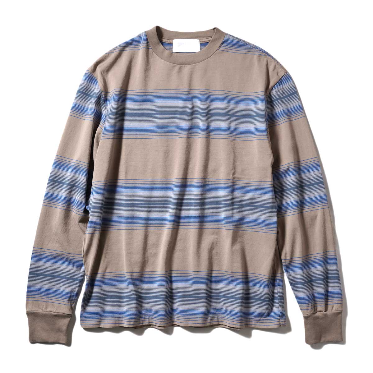 UNUSED / US2186 Ombre Border L/S Tee (Beige × Blue)