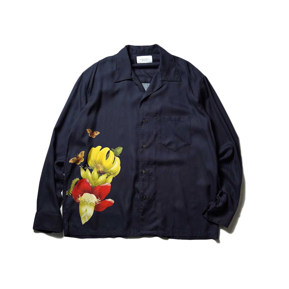 UNUSED / US2316 Open Collar Printed Shirt (Navy)