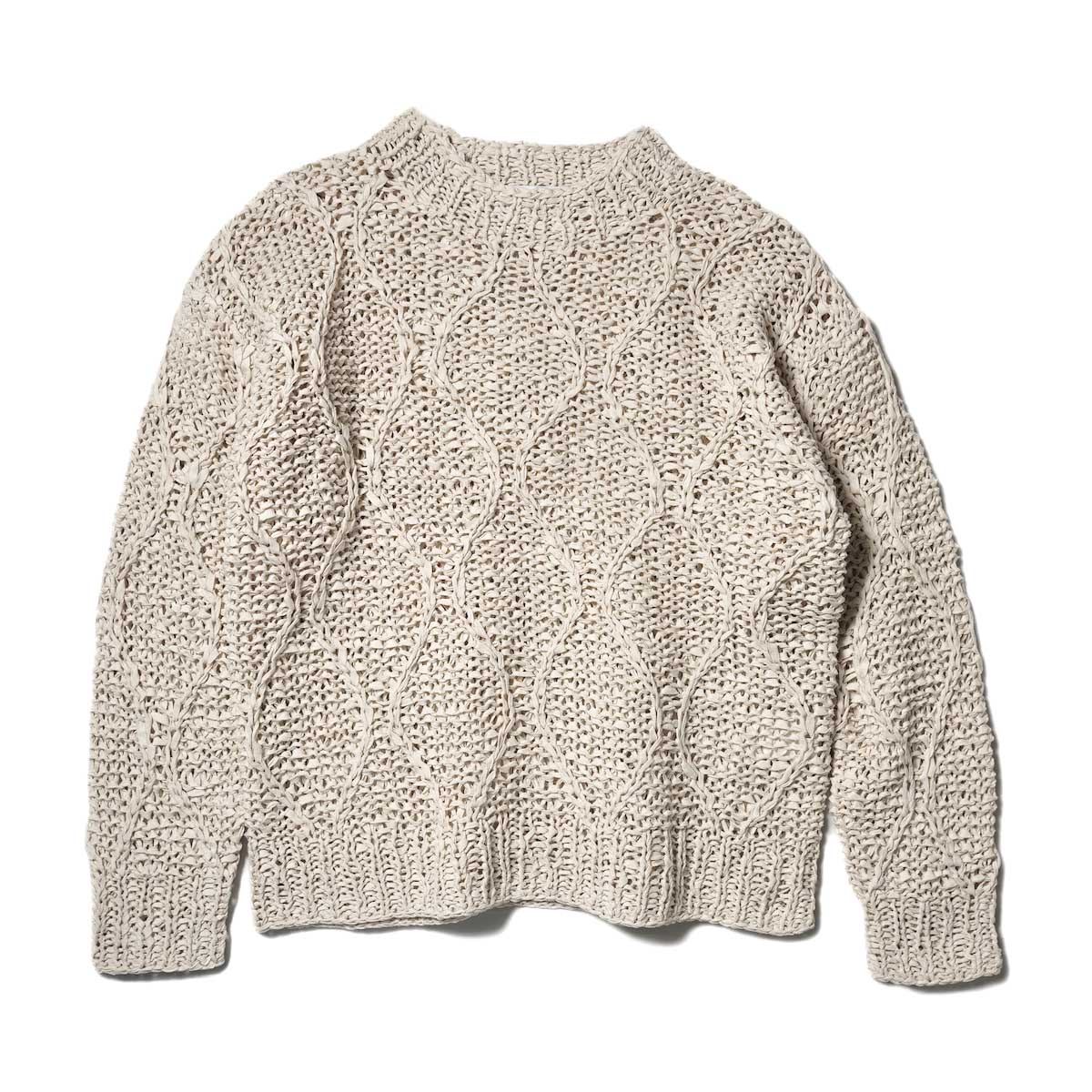 UNUSED / US2336 Gourd Pattern Hand-Knitted Crewneck Sweater (Off White) 正面